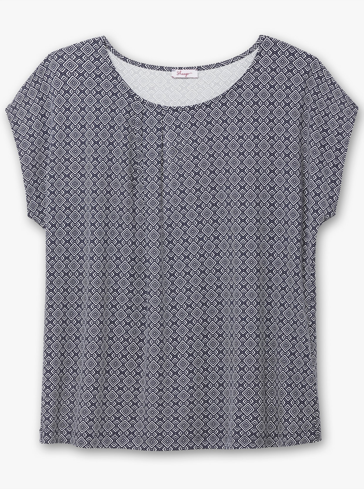 sheego Kurzarmshirt - tiefblau-gemustert