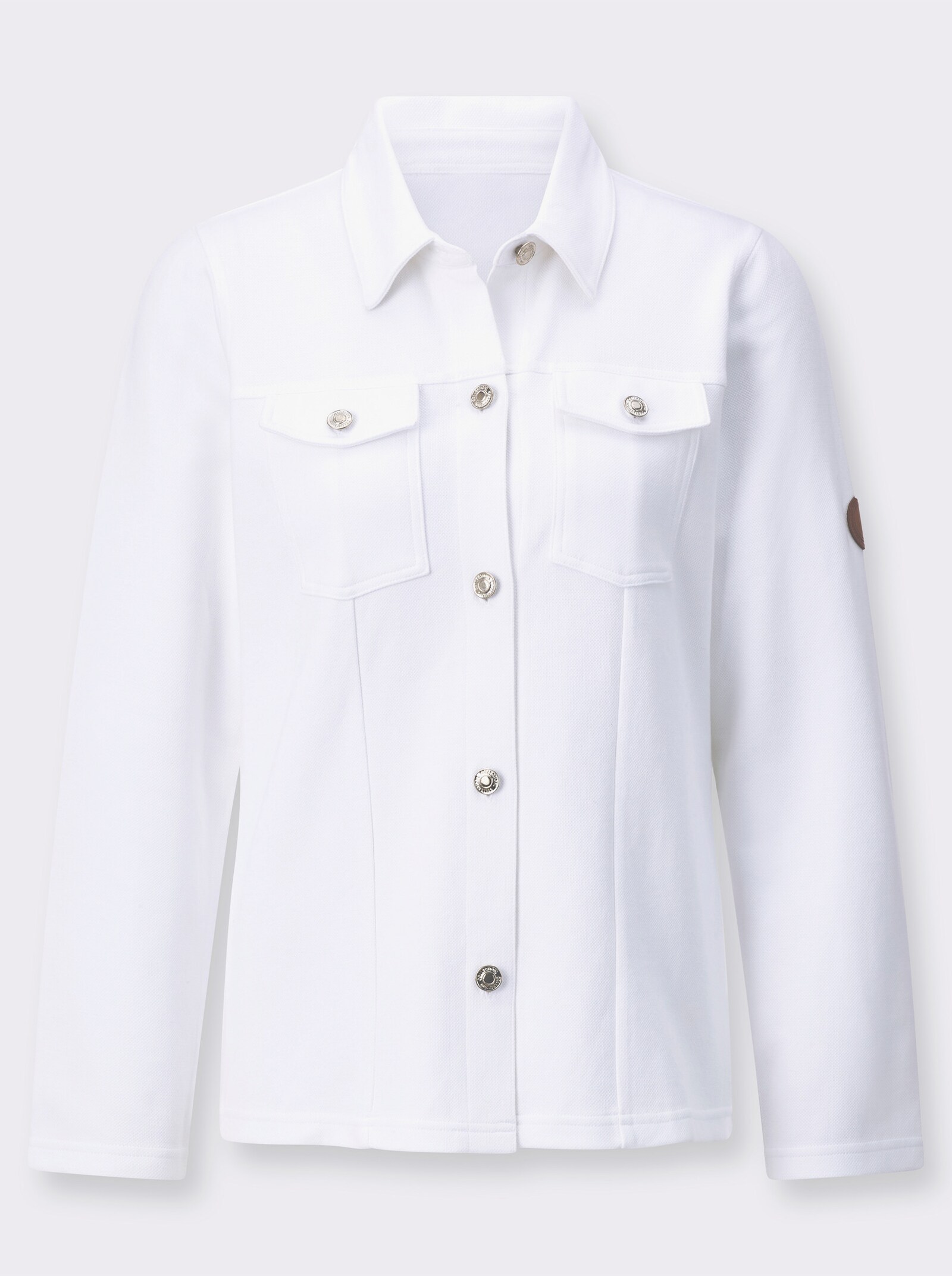 Shirtblazer mit aufgesetzten Brusttaschen - weiss