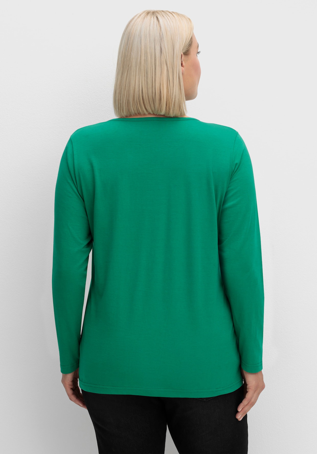 Langarmshirt in reiner Baumwolle - grün