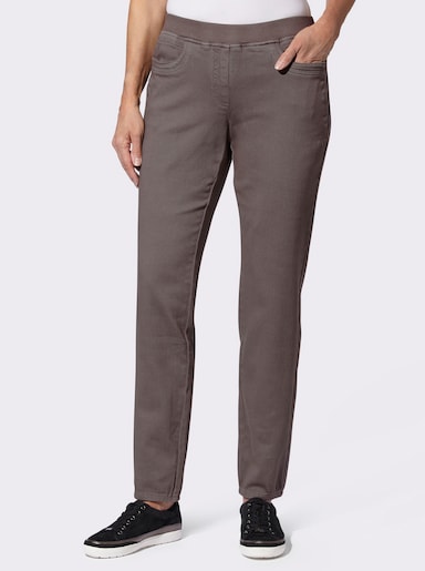 Thermojeans mit Strickbund - dunkeltaupe