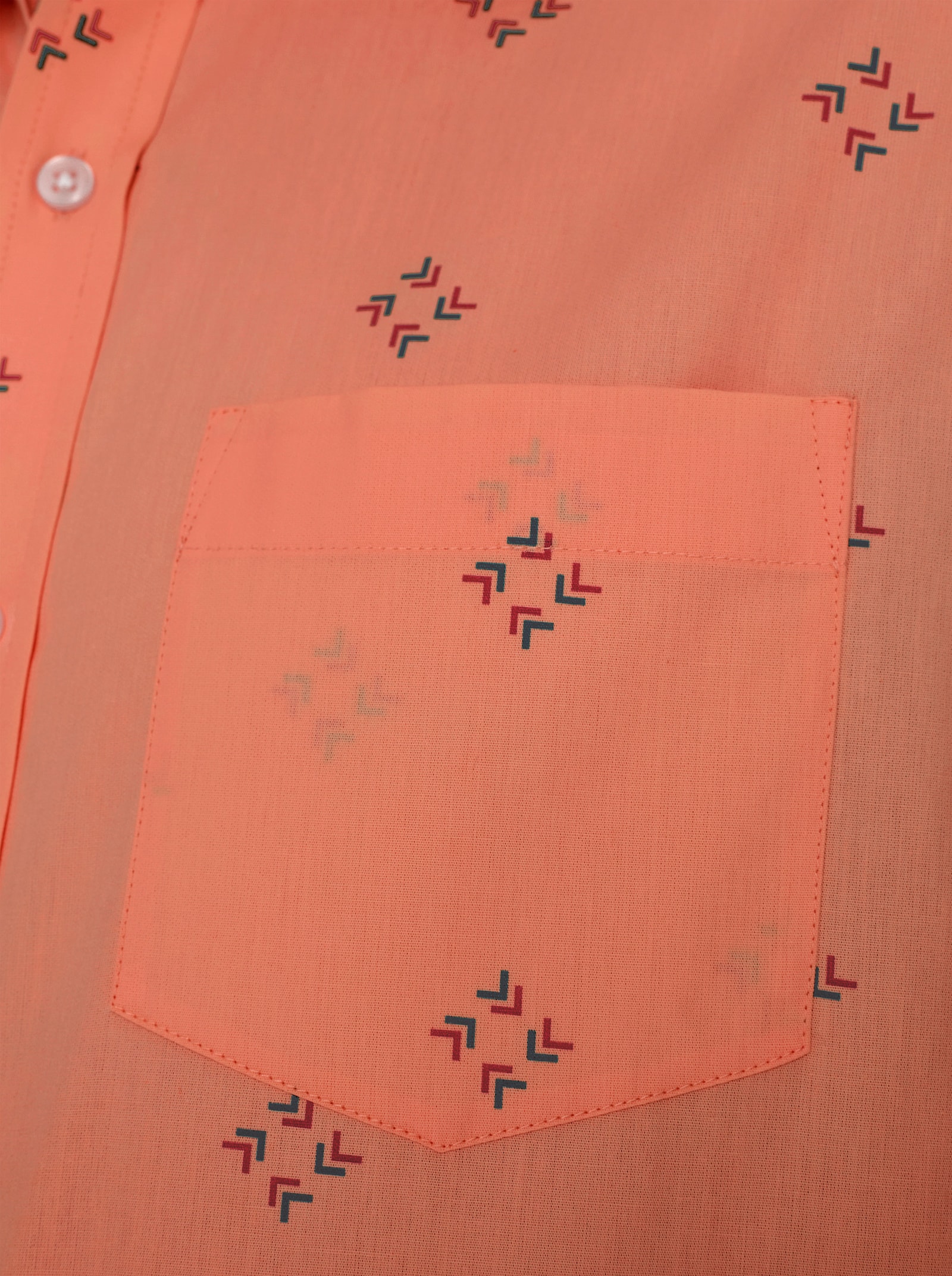 Kurzarmhemd mit Allover-Print - papaya