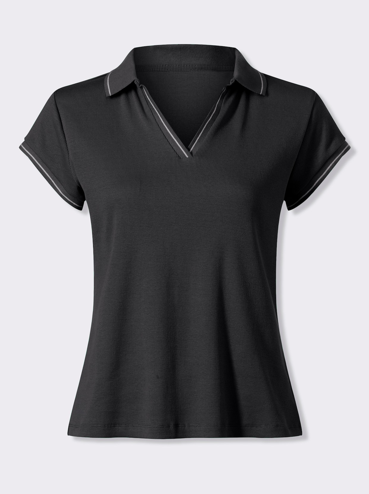 heine Poloshirt mit Ripp-Struktur - schwarz