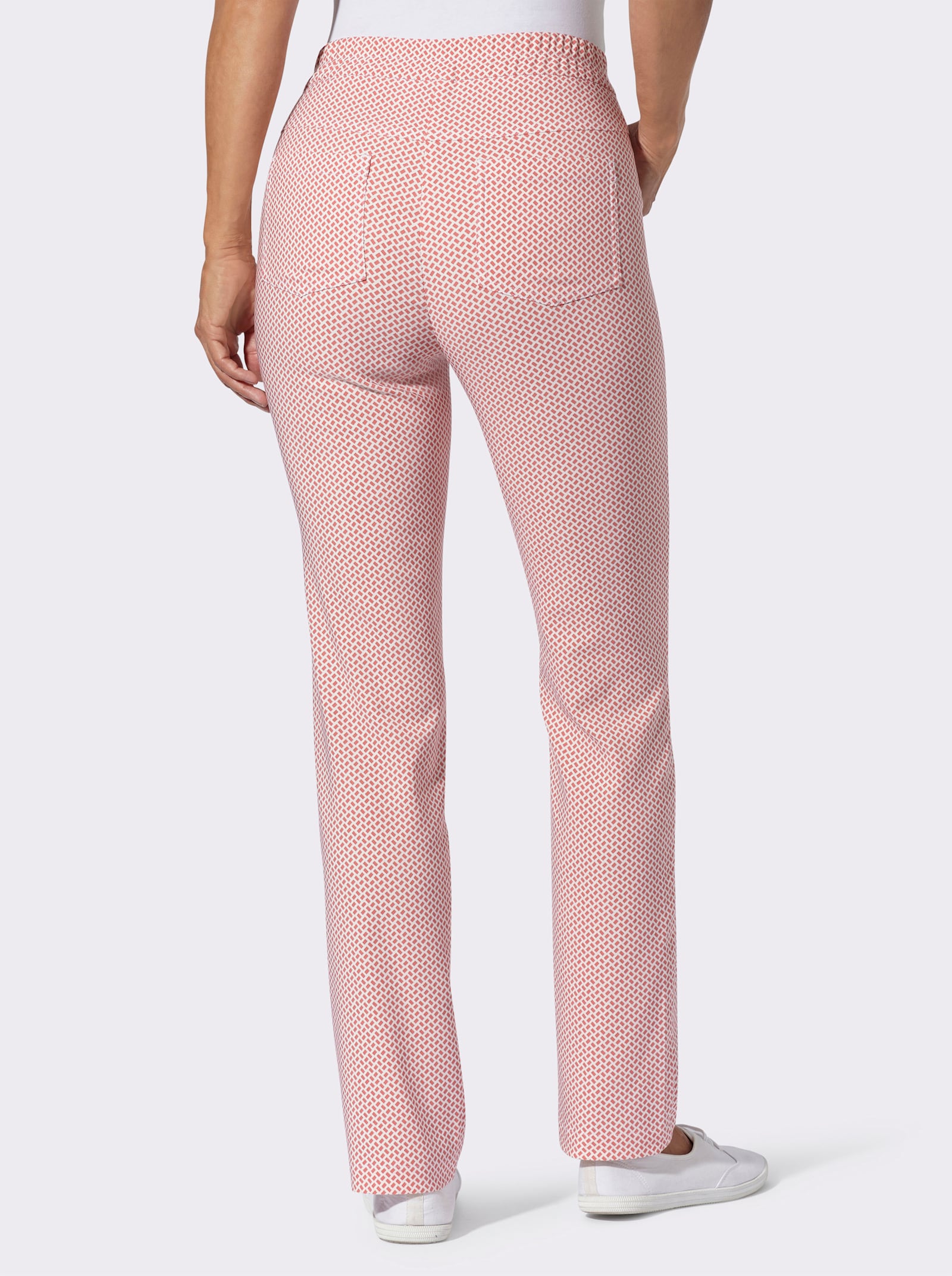 Schlupfhose mit Rundum-Dehnbund - flamingo-ecru-bedruckt