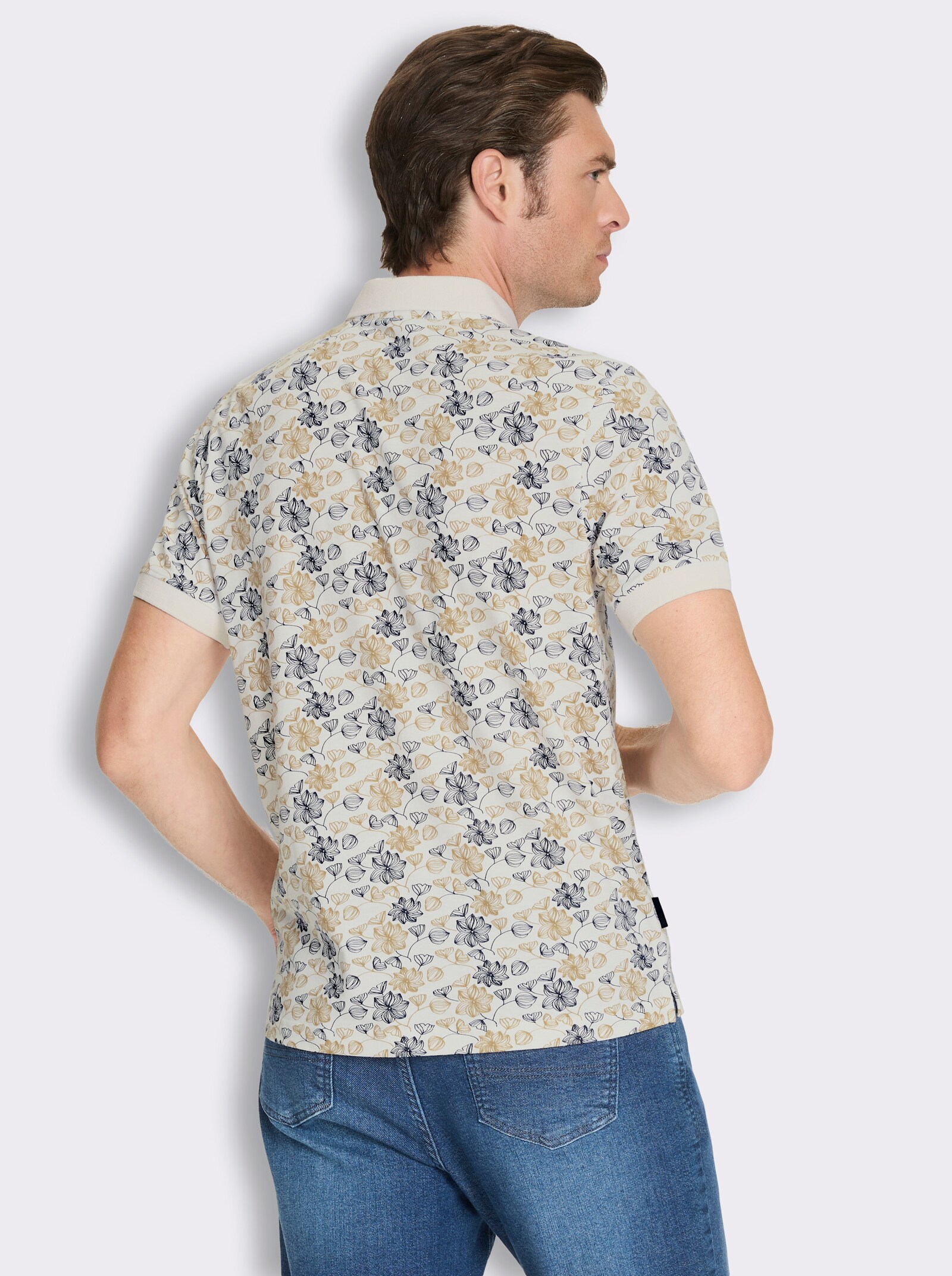 Marco Donati Kurzarmshirt mit floralem Druck - ecru-bedruckt