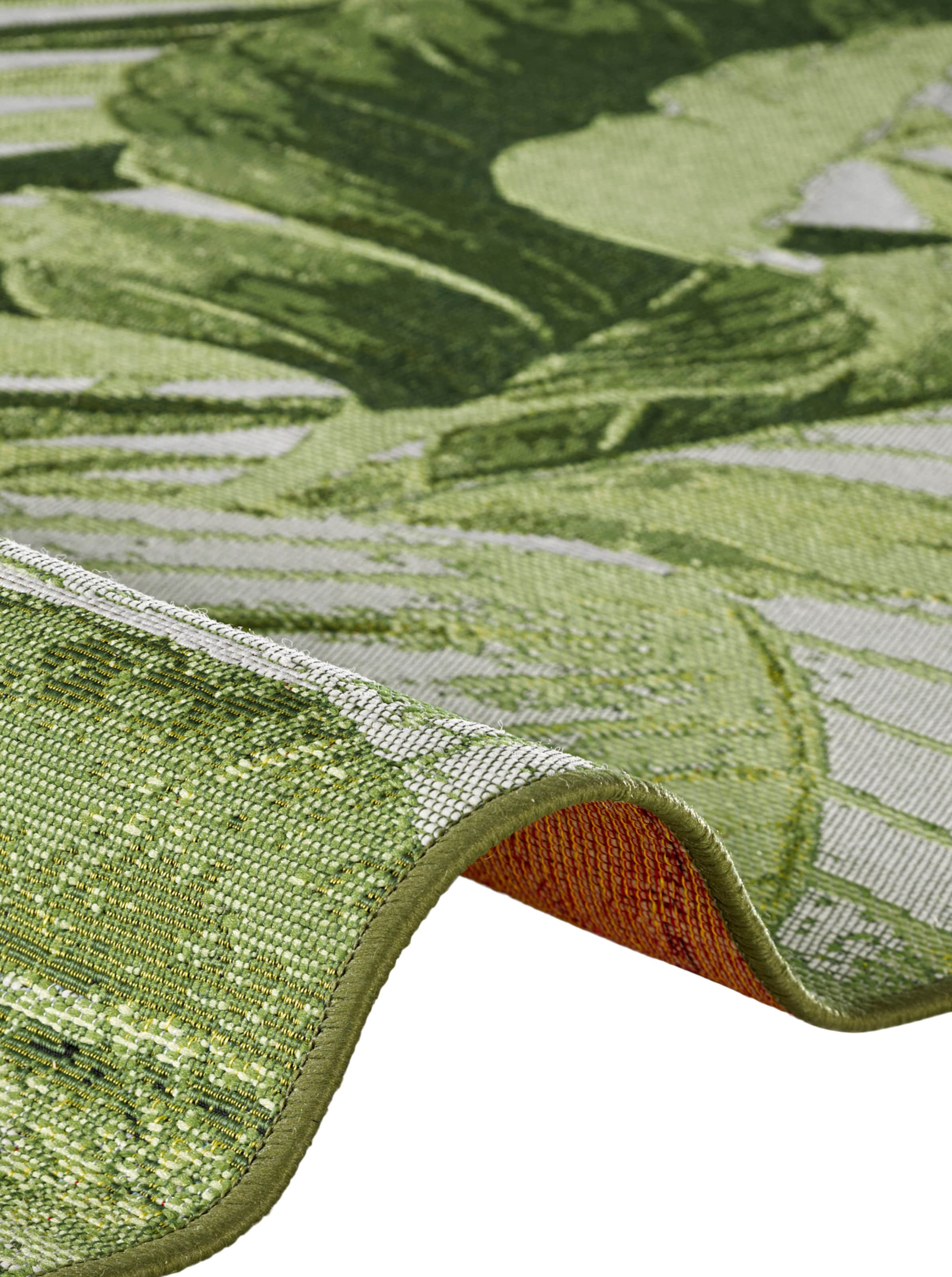 MIT KETTE günstig Kaufen-Teppich in grün von heine home. Teppich in grün von heine home <![CDATA[Teppich Für Drinnen und Draußen geeignet. Schmutzabweisend und pflegeleicht. Äußerst robustes, UV-beständiges Flachgewebe. Maschinell gewebt, mit gekettelter Einfassung