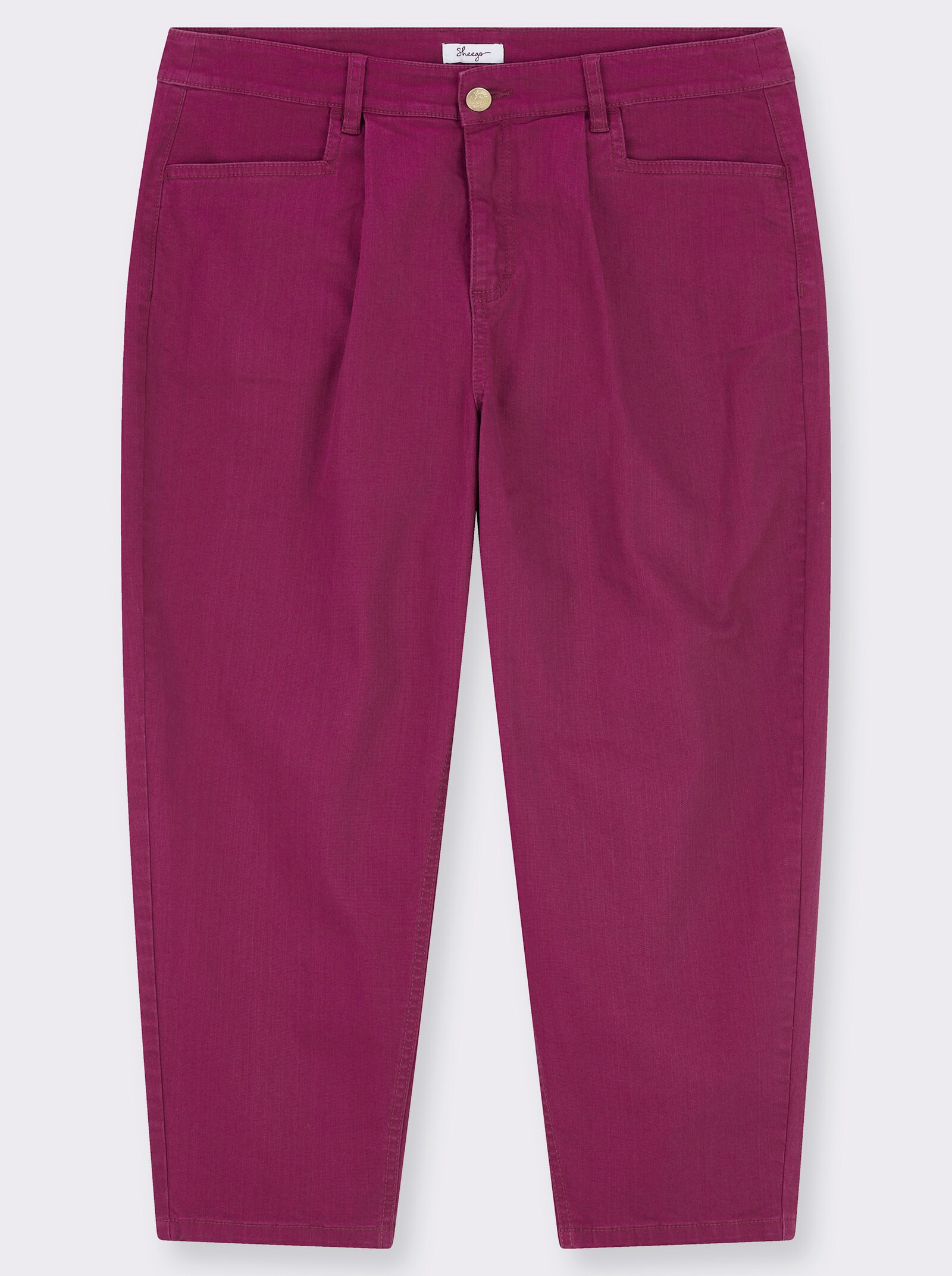 sheego Bundfaltenhose aus Twill, mit Barrel-Leg - malve
