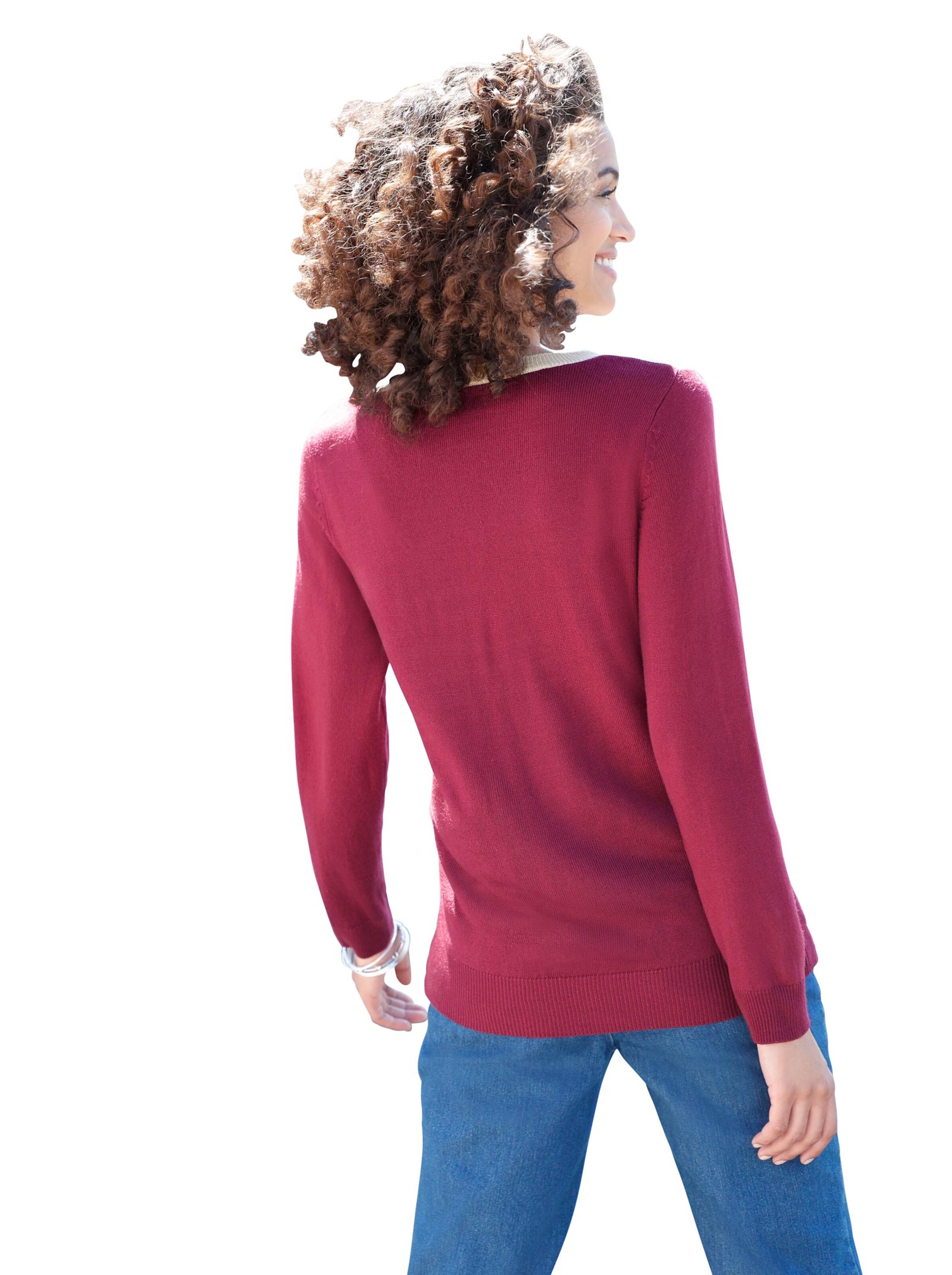 Pullover - weinrot-rost-gemustert