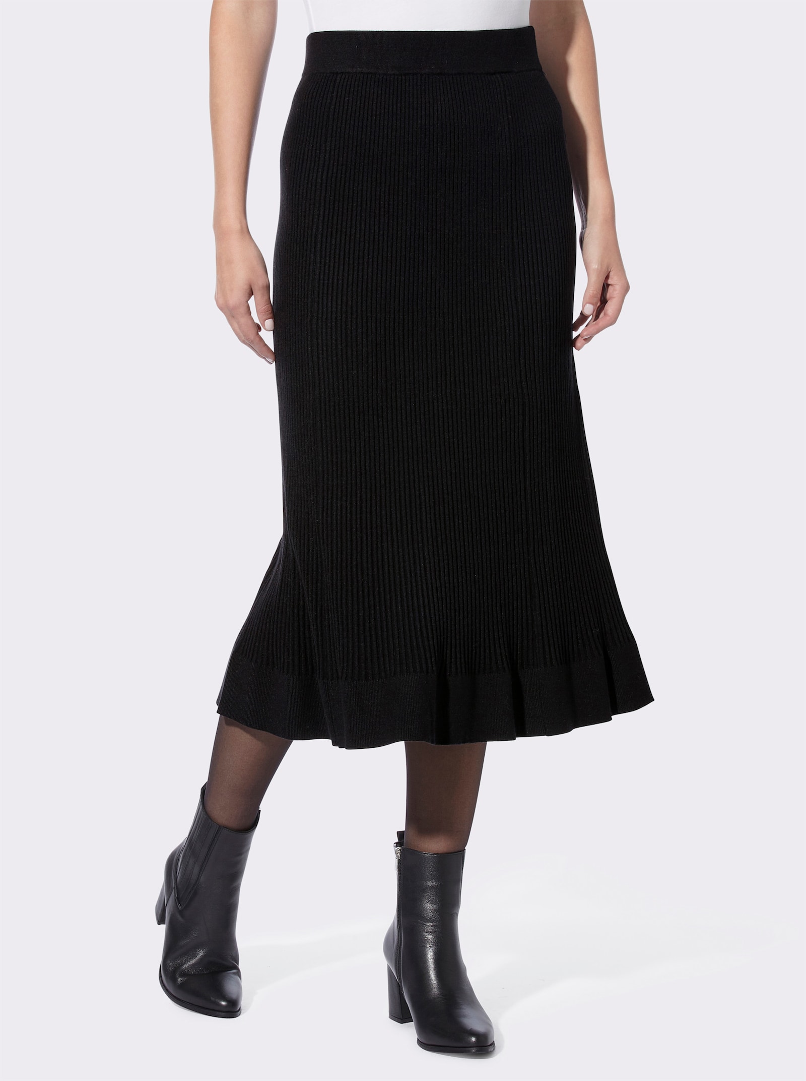 heine Jupe en tricot à rayures structurées - noir