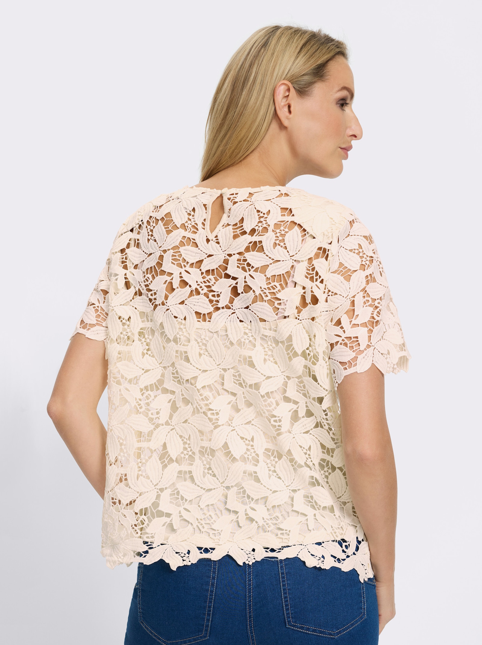 heine Kurzarmbluse in knitterarmer Qualität - champagner