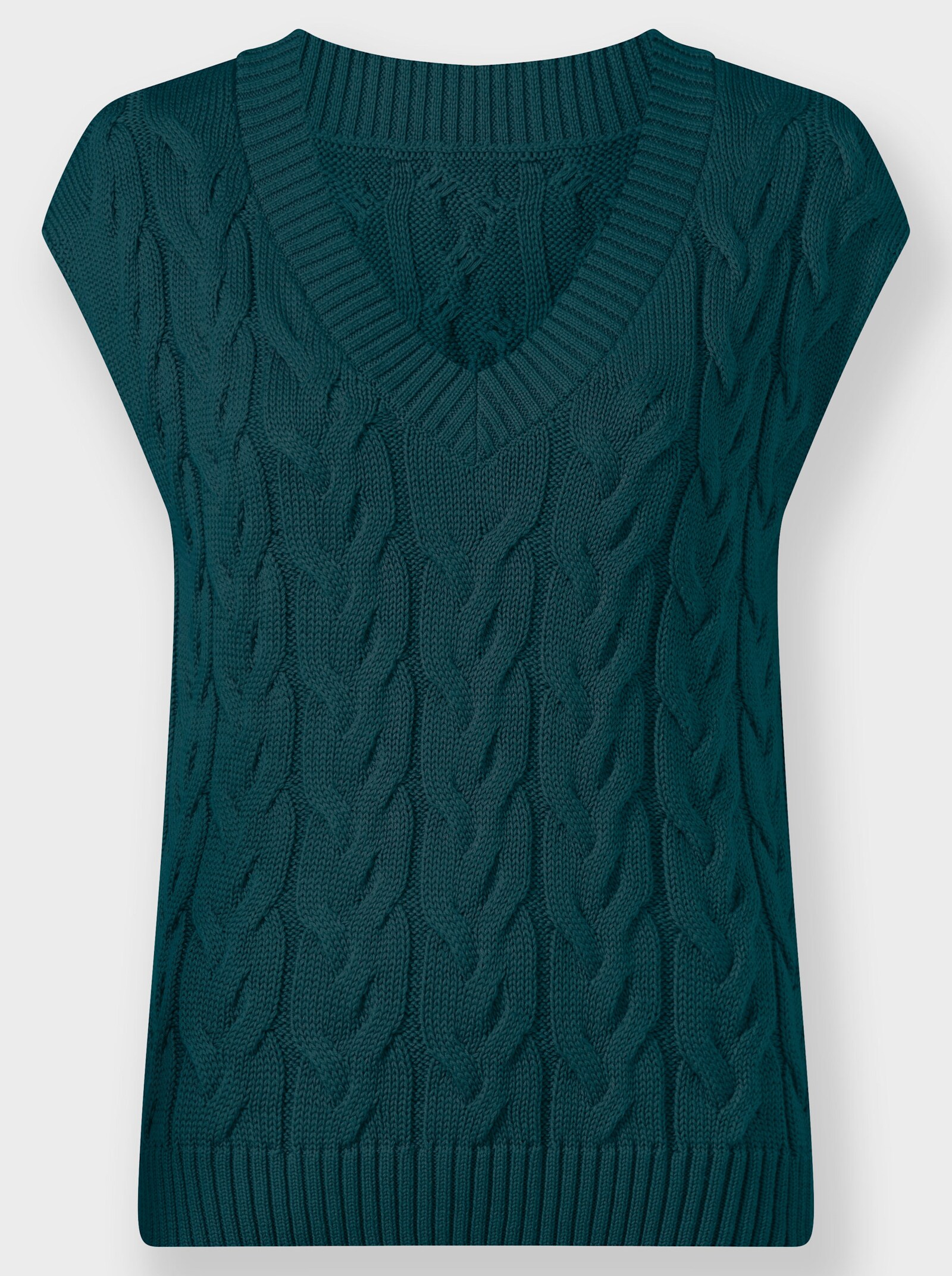 Slip-over met kabelpatroon - petrol