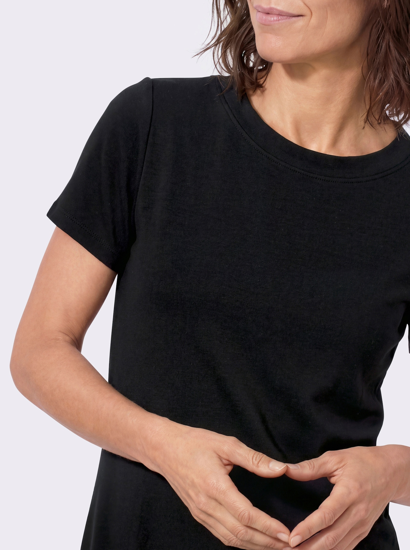 Jerseykleid mit Seitenschlitzen - schwarz