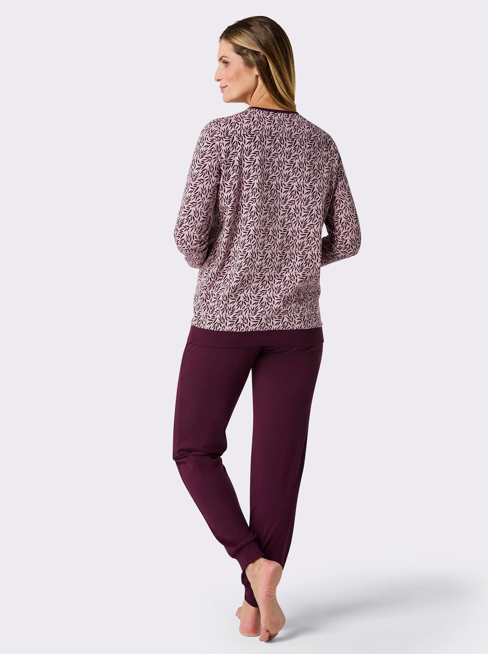 wäschepur Schlafanzüge - mint-jade-bedruckt + rosé-burgund-bedruckt