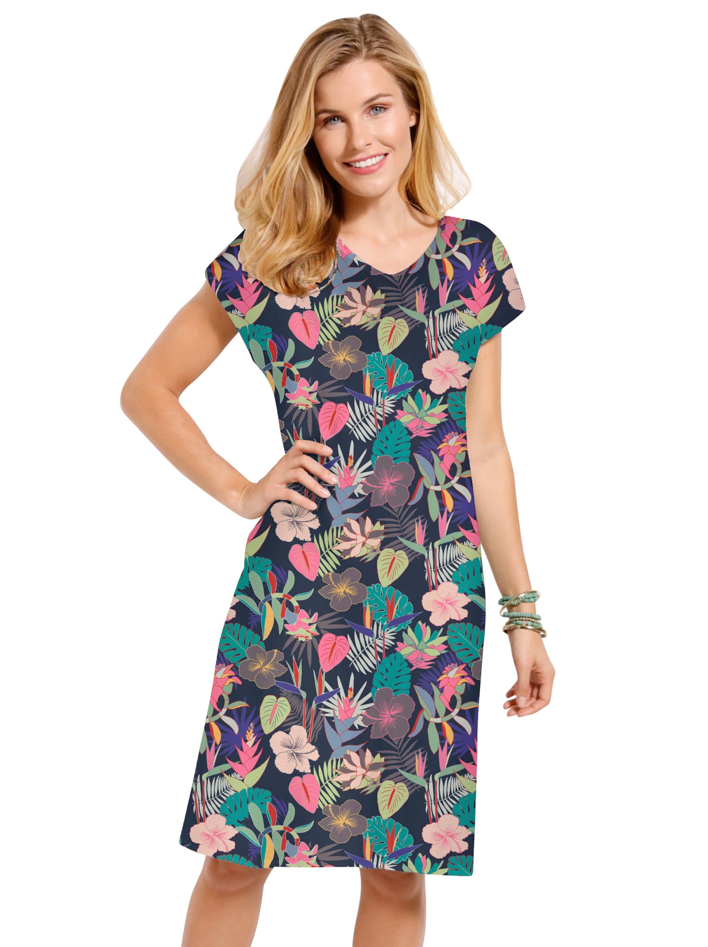 Jersey-Kleid - marine-bedruckt