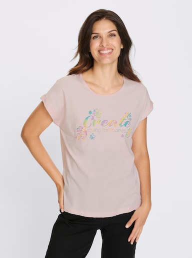 Kurzarmshirt - hellrosé-gelb