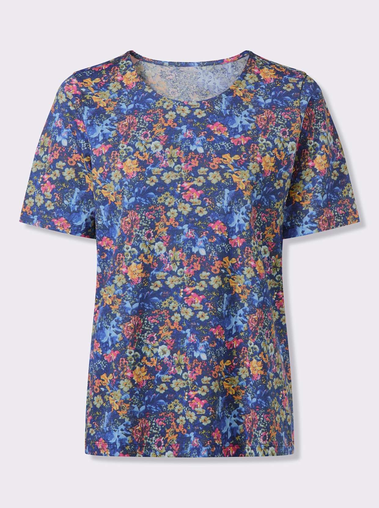 Kurzarmshirt allover bedruckt - dunkelblau-aqua-bedruckt