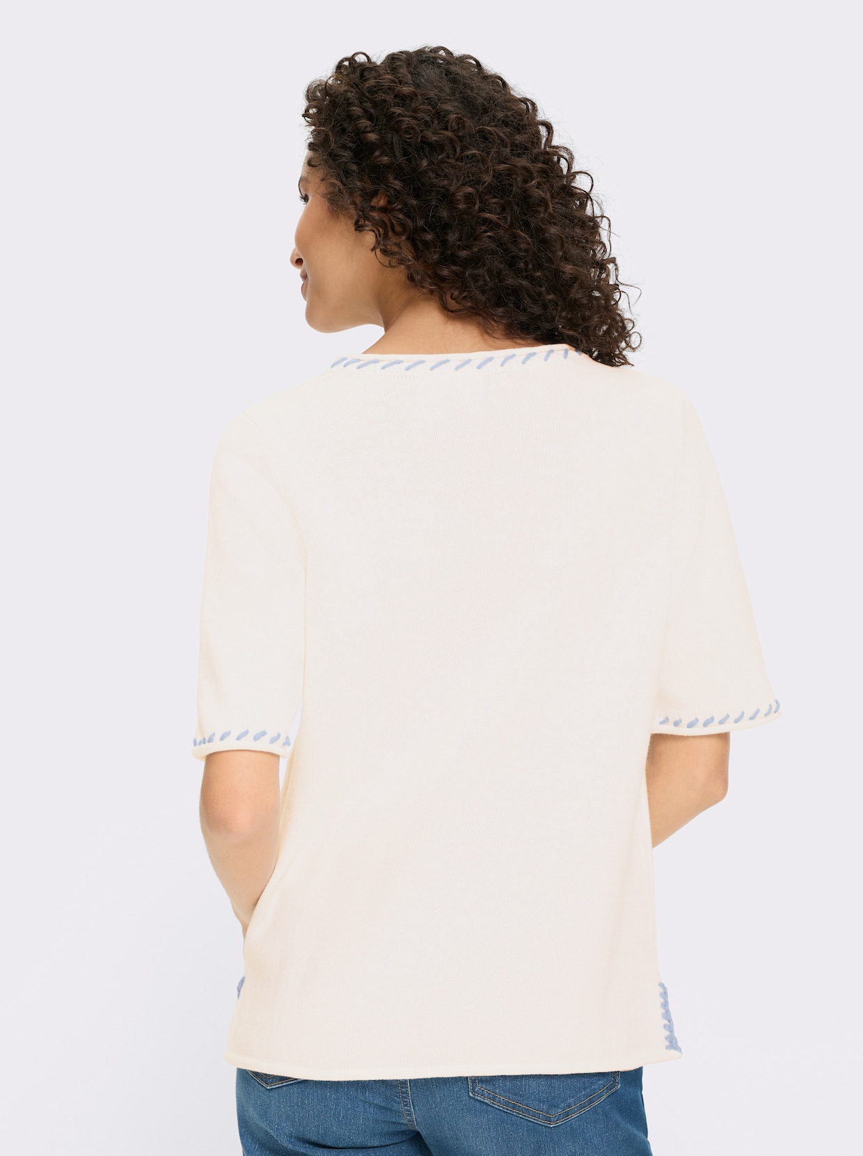 heine Pull à manches courtes - blanc-bleu clair