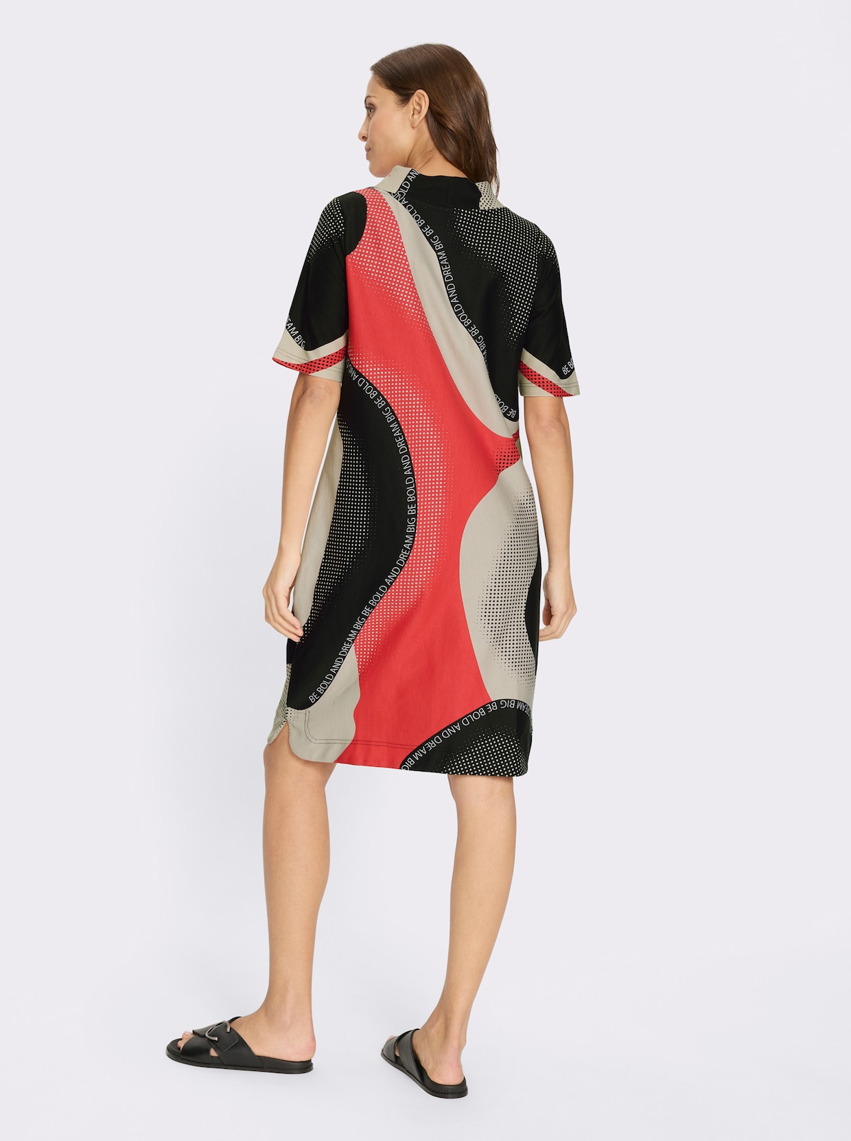 Sweatkleid - erdbeere-schwarz-bedruckt