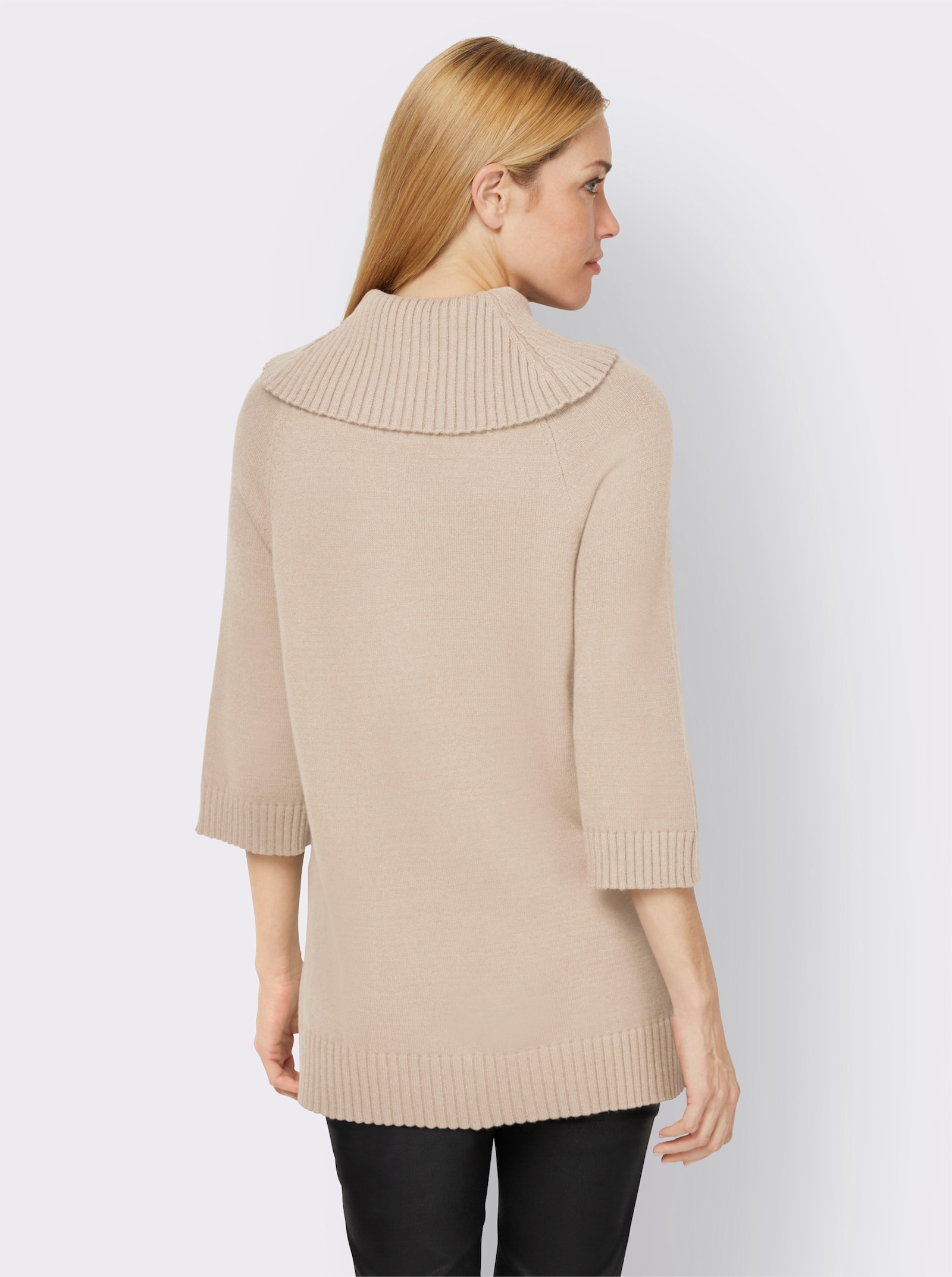 heine Rollkragenpullover mit 3/4-langen Raglan-Ärmeln - sand
