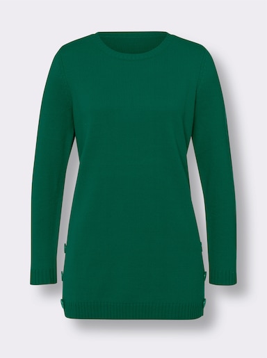 Longpullover mit Seitenschlitzen - grün