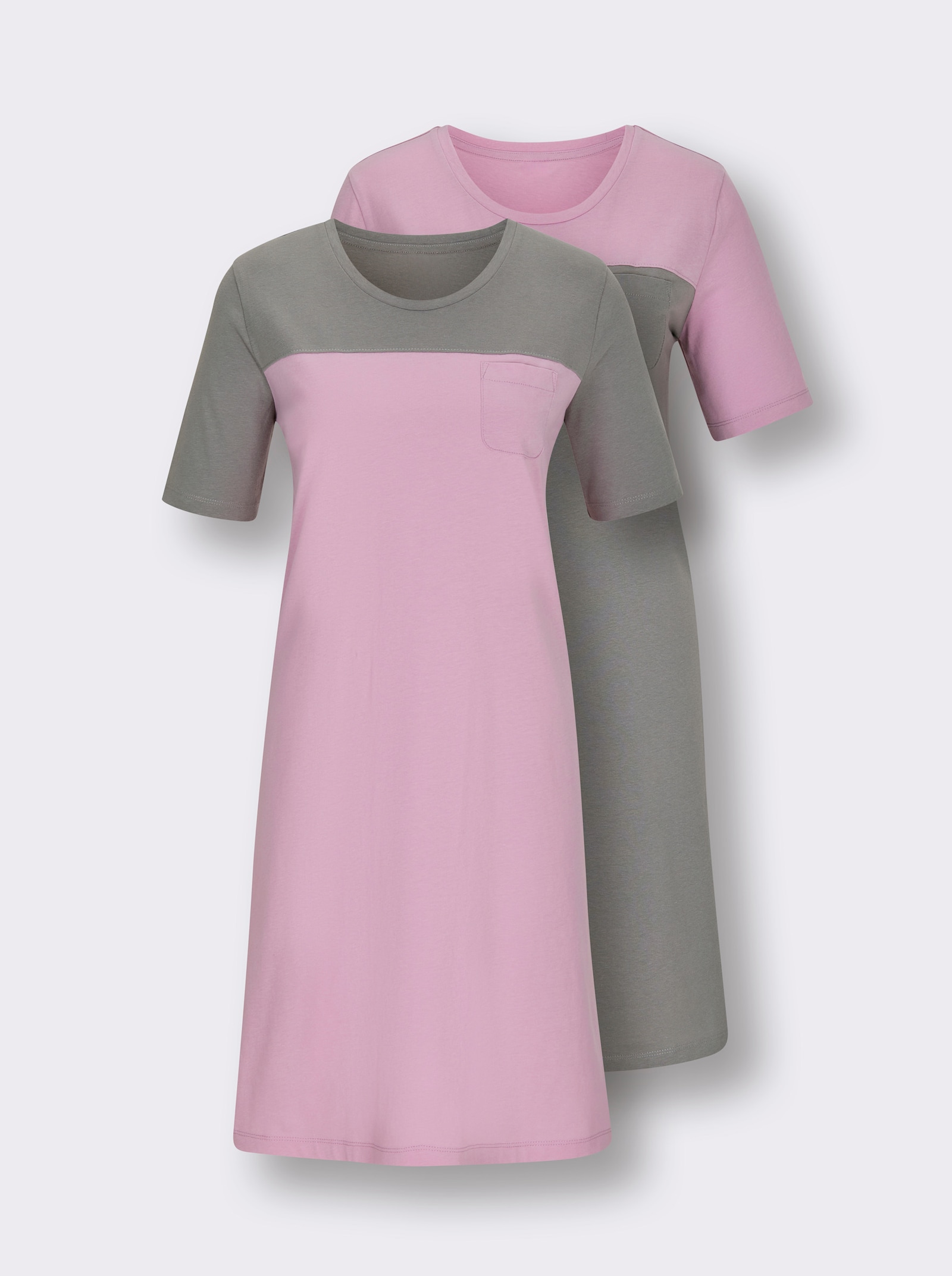 wäschepur Sleepshirts - rosé + steingrau