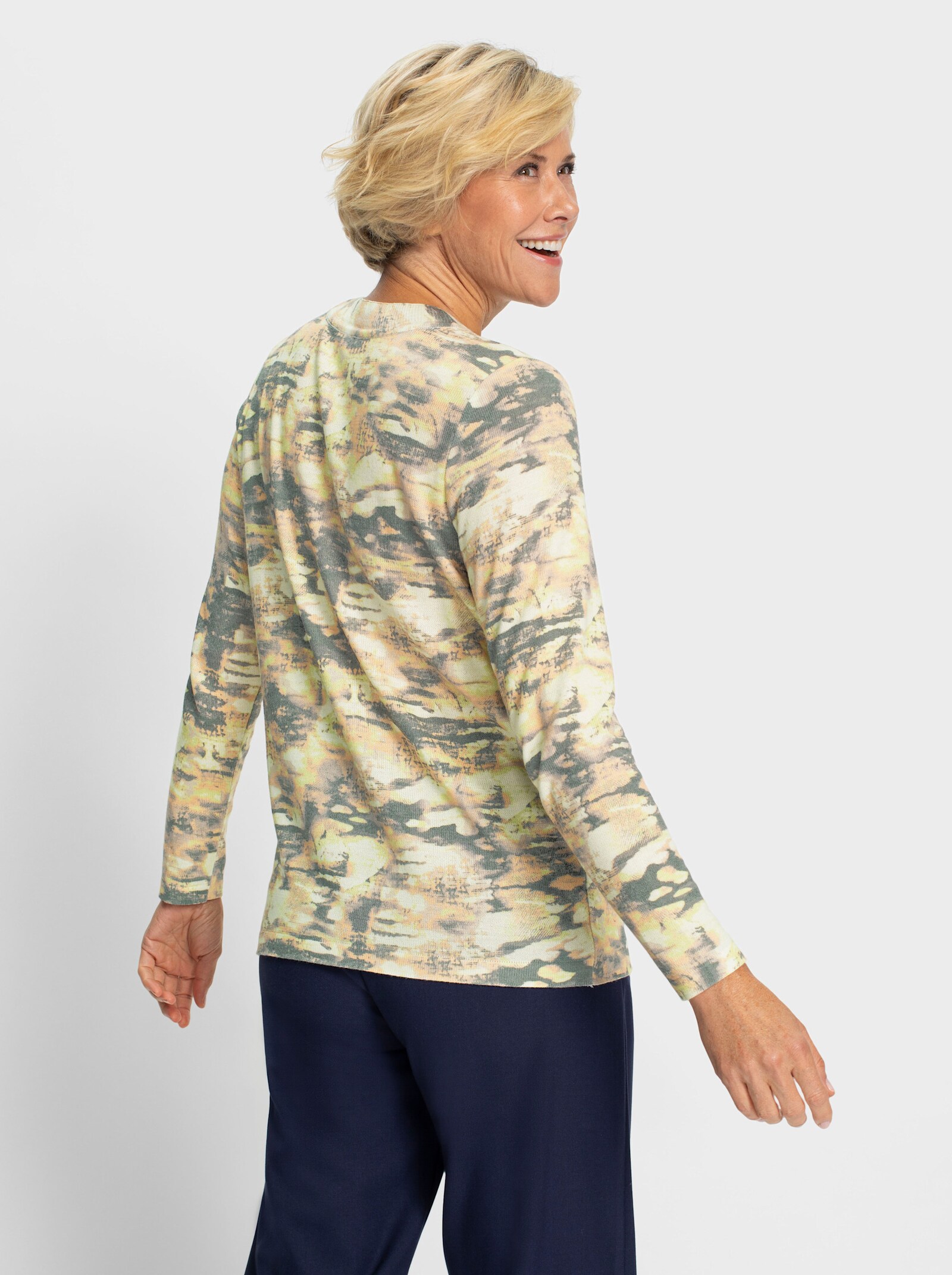 Stehkragenpullover mit bedrucktem Strick - schlamm-vanille-bedruckt