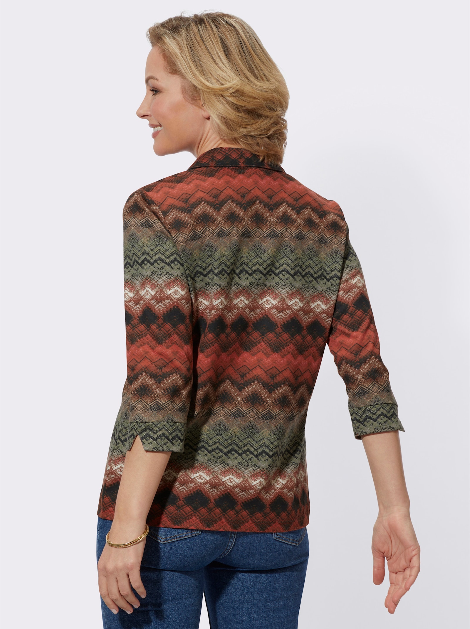 Poloshirt im Zick-Zack-Muster - terra-khaki-bedruckt