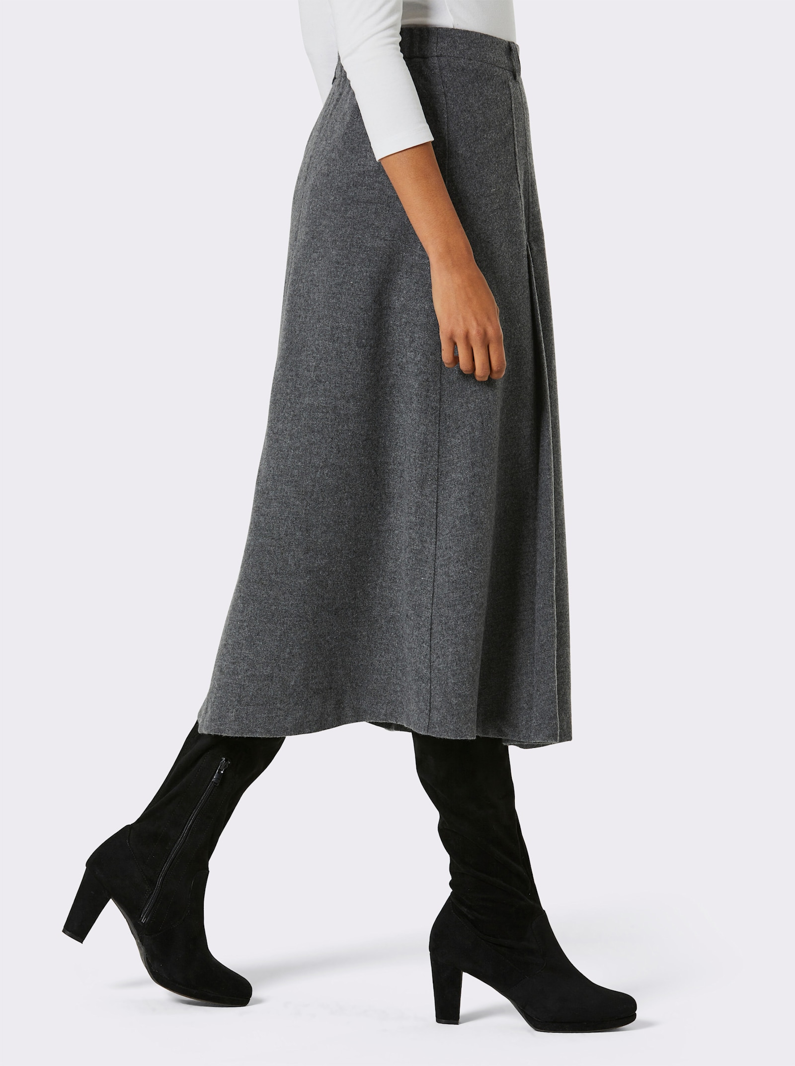 CREATION L PREMIUM A-Linien-Rock im wärmenden Material-Mix - anthrazit-meliert