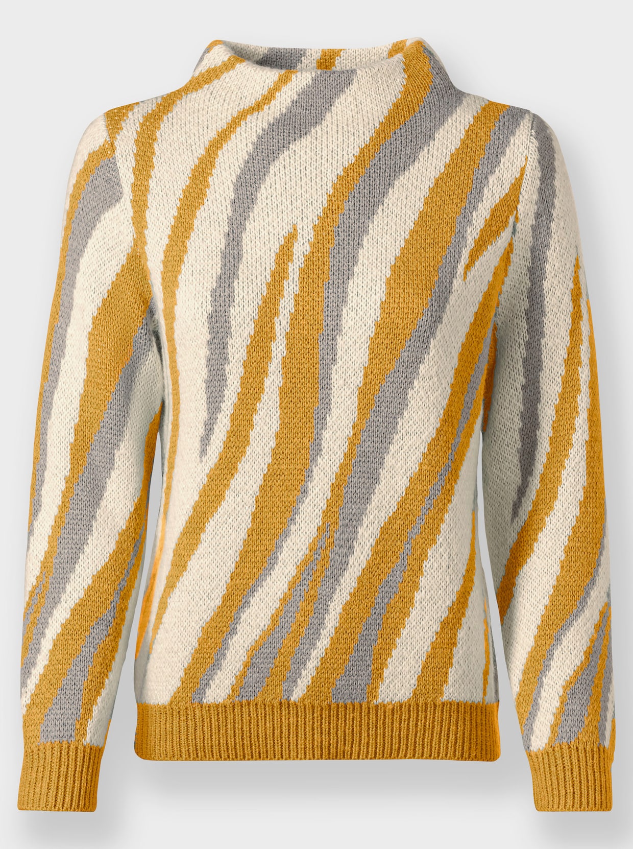 Jacquardpullover - ocker-champagner-gemustert