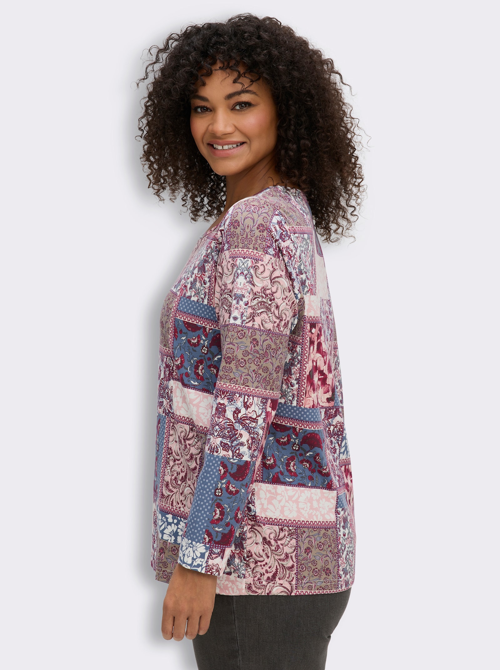 Print-Shirt - hortensie-taubenblau-bedruckt