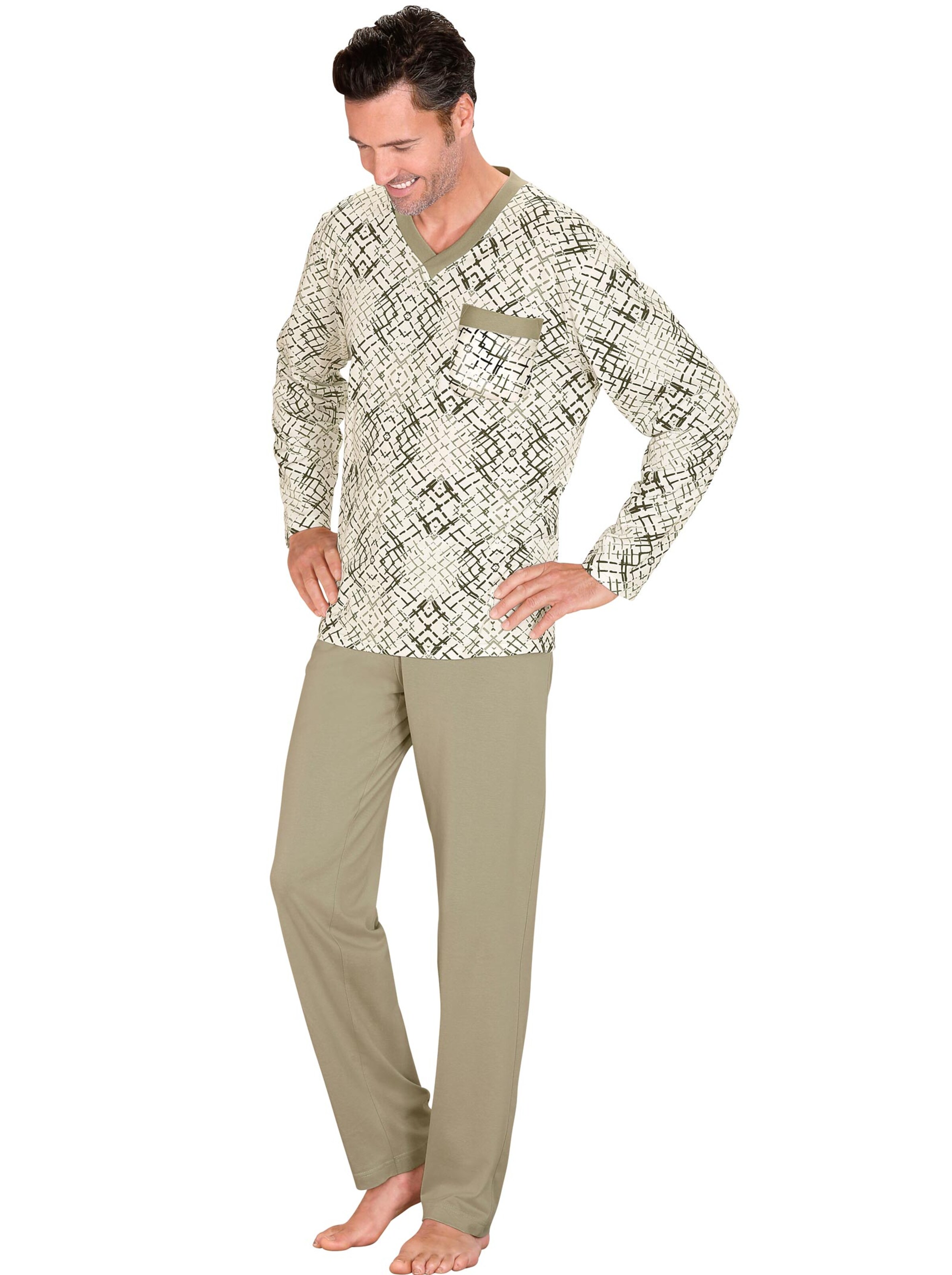 Schlafanzug - ecru-grün