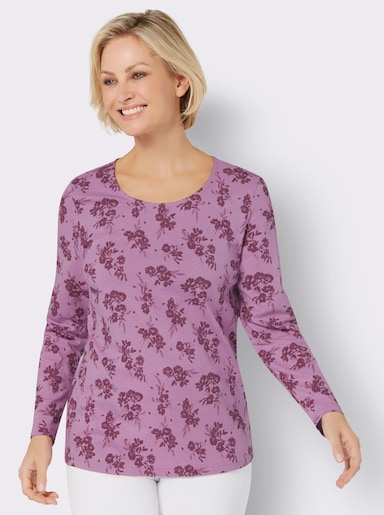 Rundhals-Shirt - orchidee-malve-bedruckt