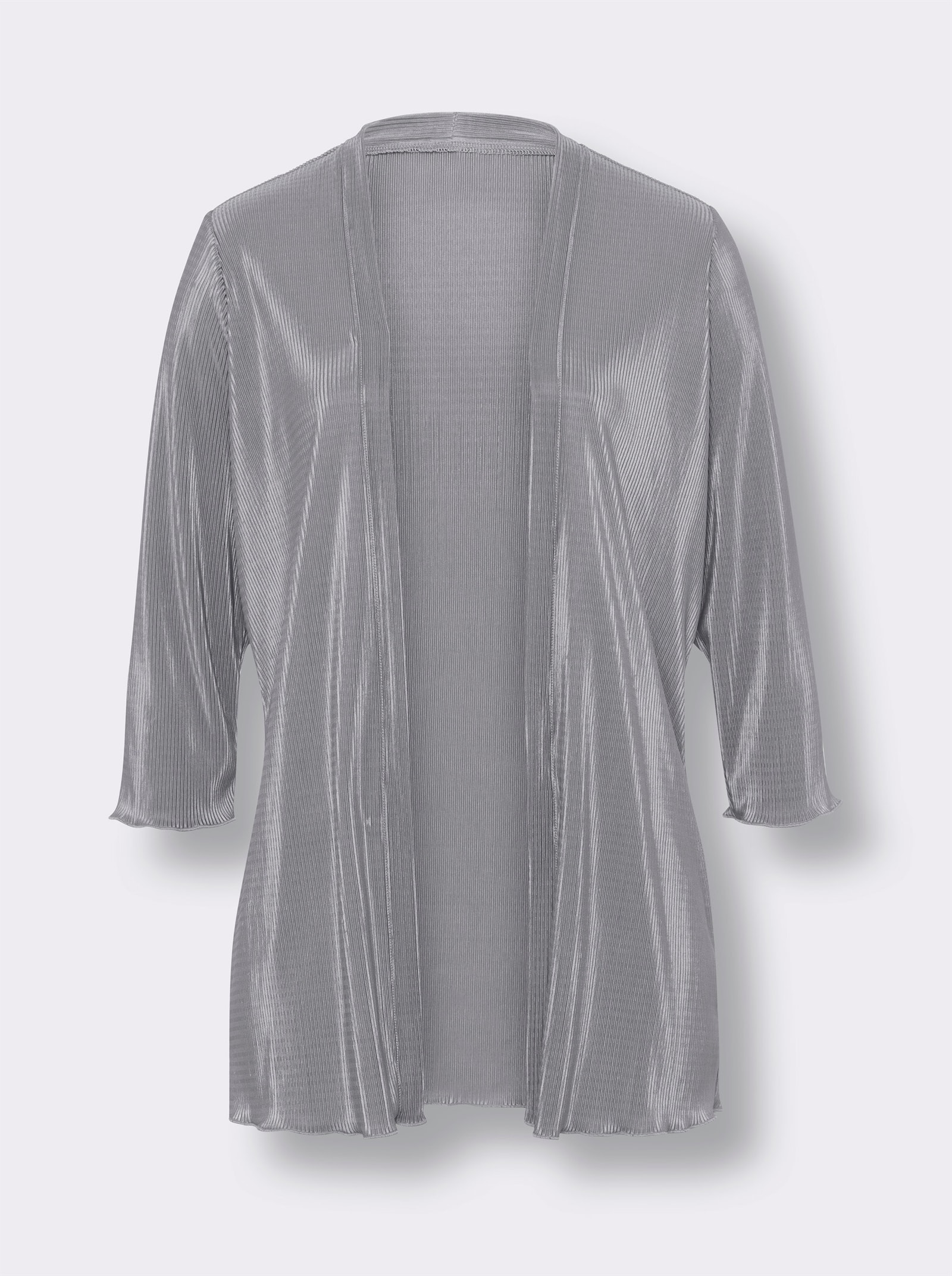 Shirtjacke mit Plissee-Falten - steingrau