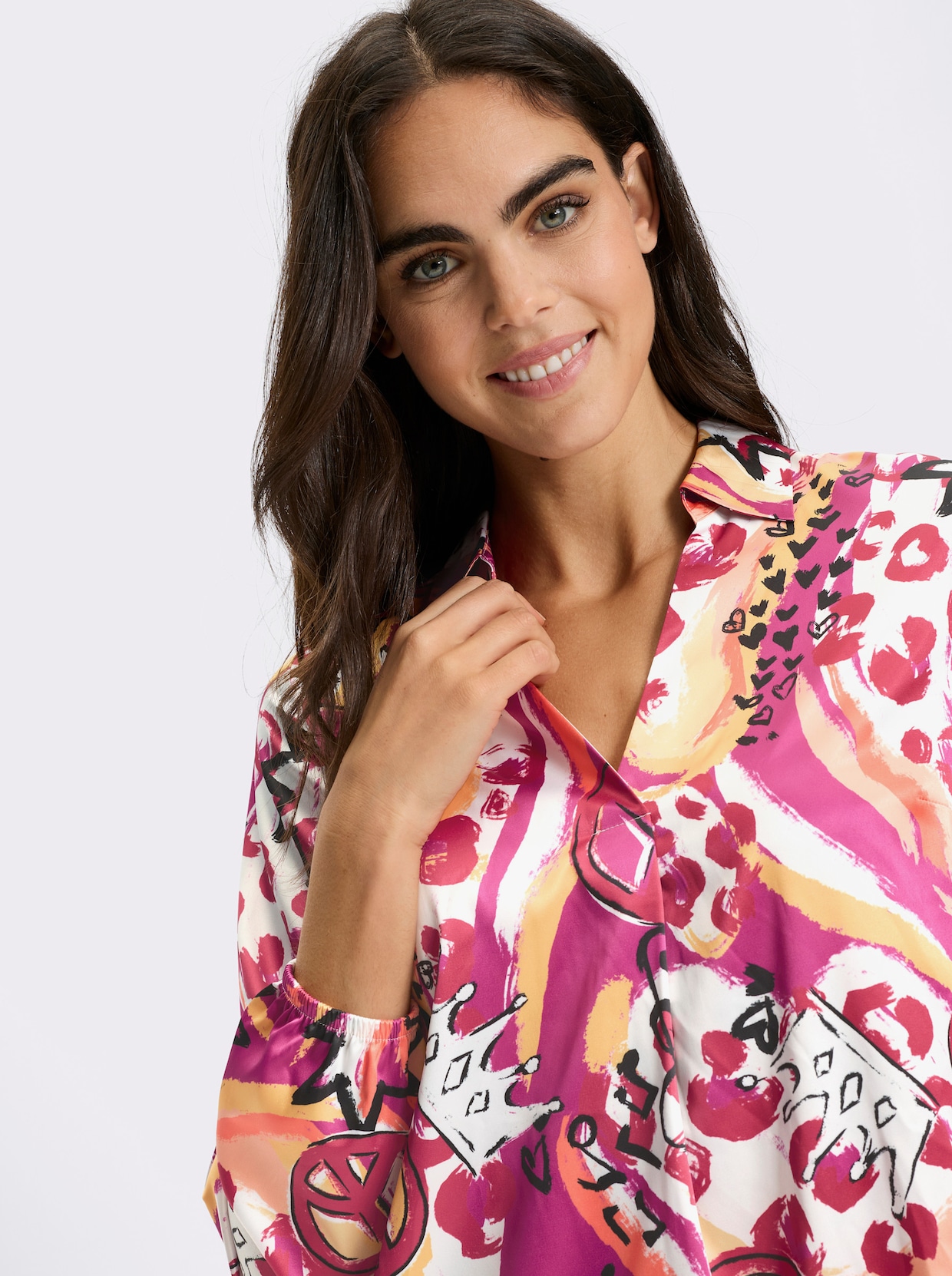 heine Druckbluse - fuchsia-erdbeere-bedruckt