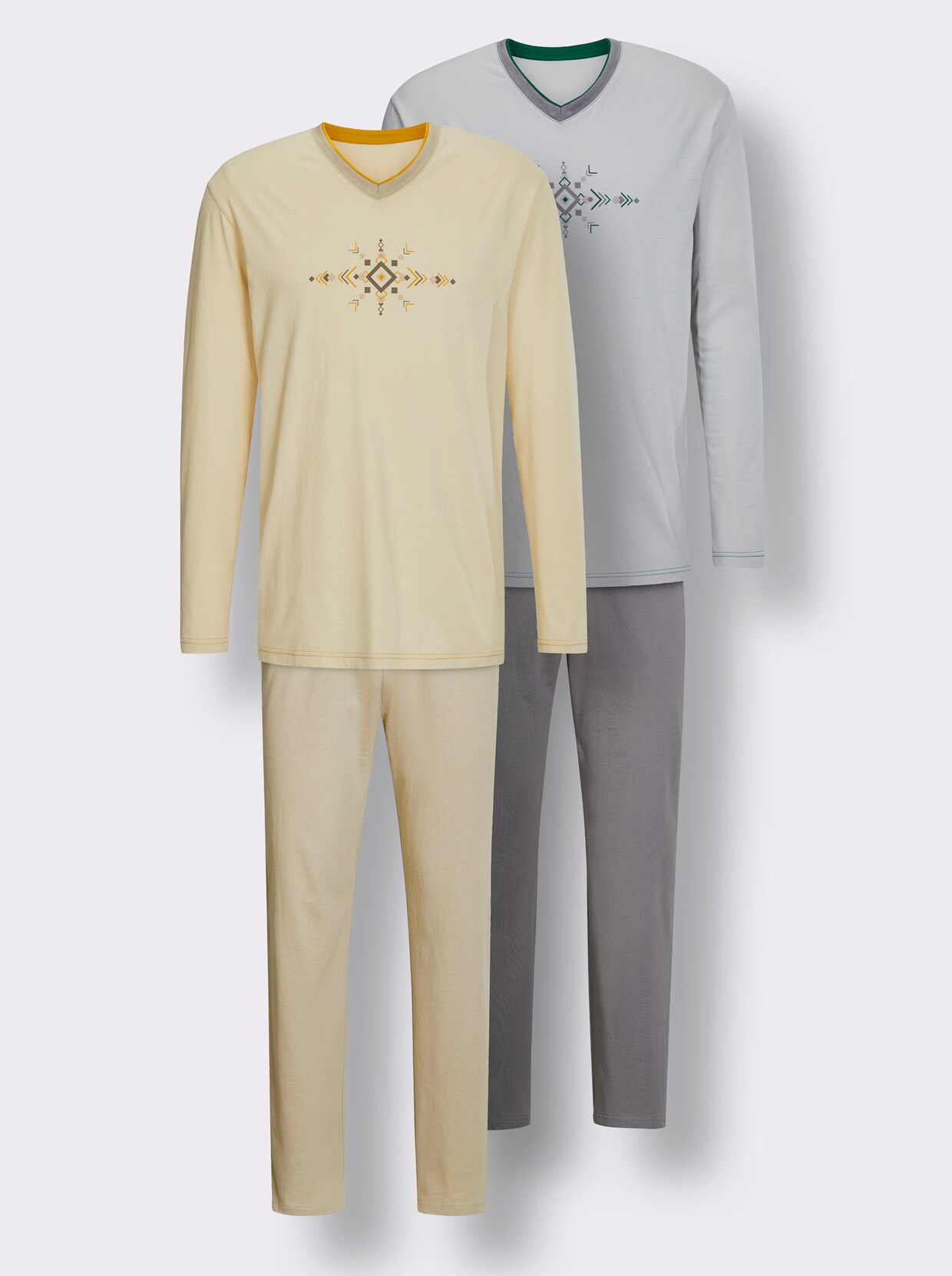 KINGsCLUB Pyjama's - zand bedrukt + lichtgrijs bedrukt