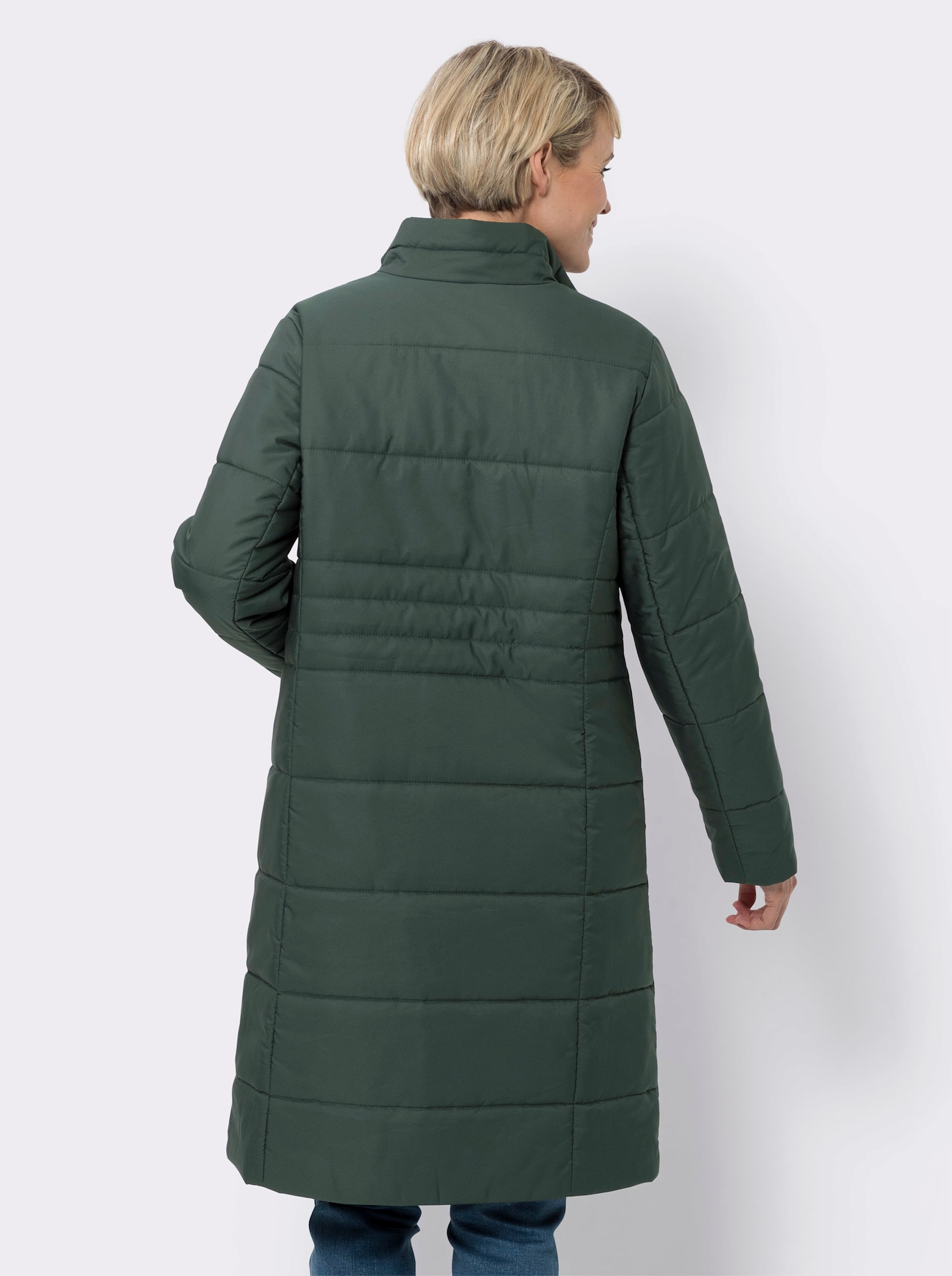 Steppmantel mit Stehkragen - moos