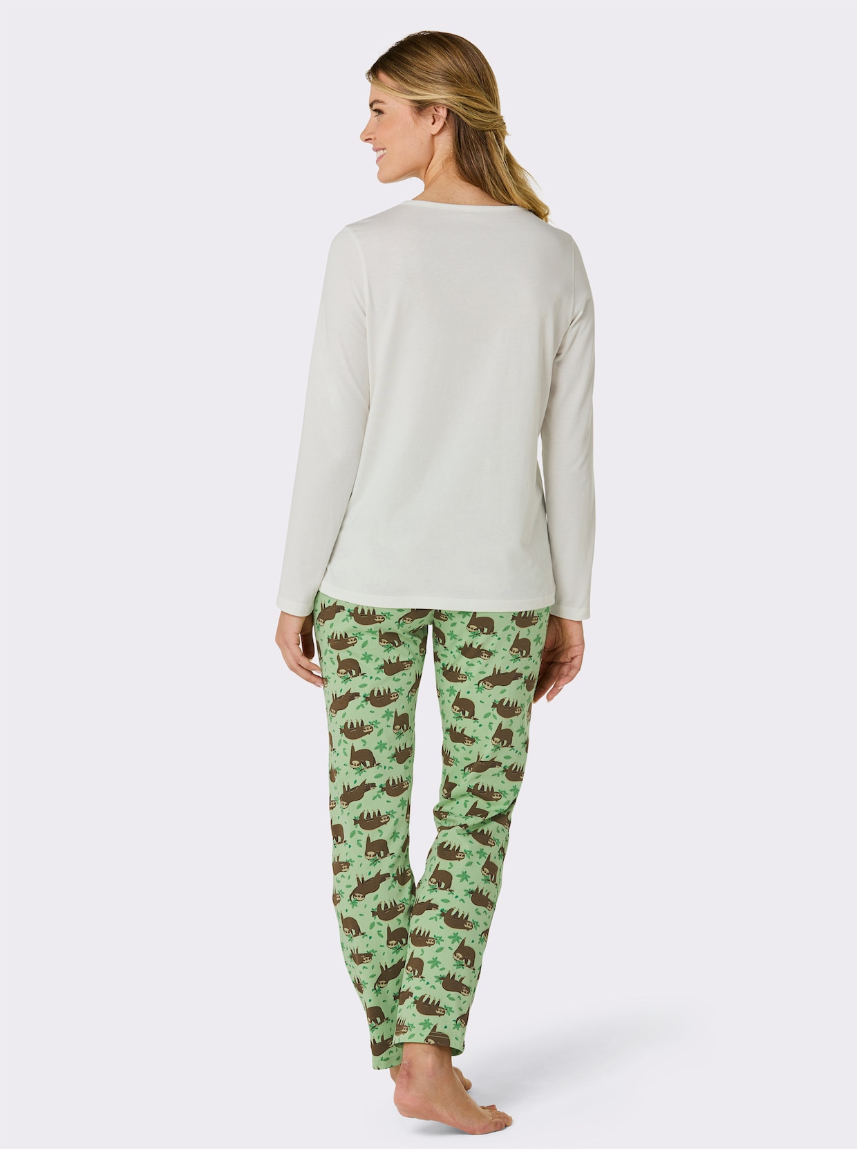 wäschepur Pyjama's - ecru/appelgroen bedrukt + resedagroen/ecru bedrukt