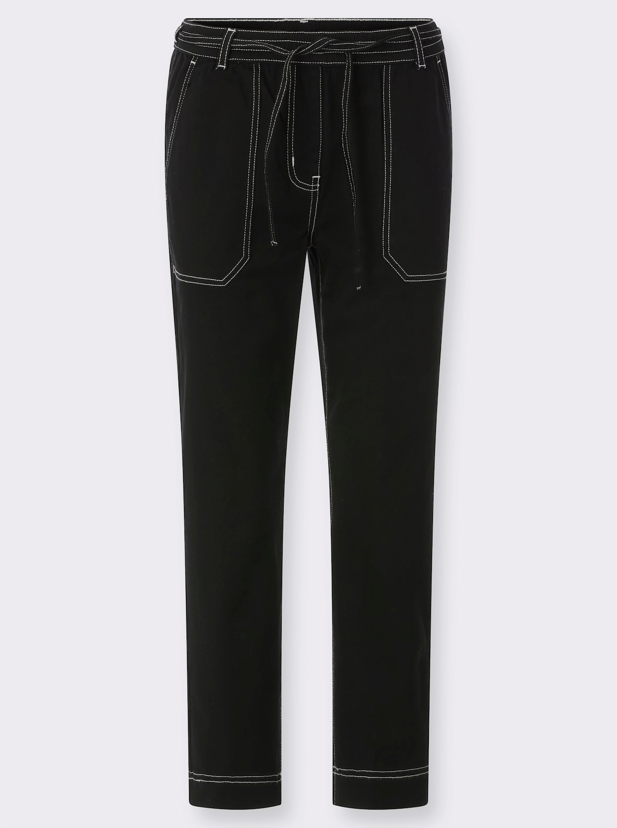 7/8-Jeans Schlupfform, mit Dehnbund - schwarz