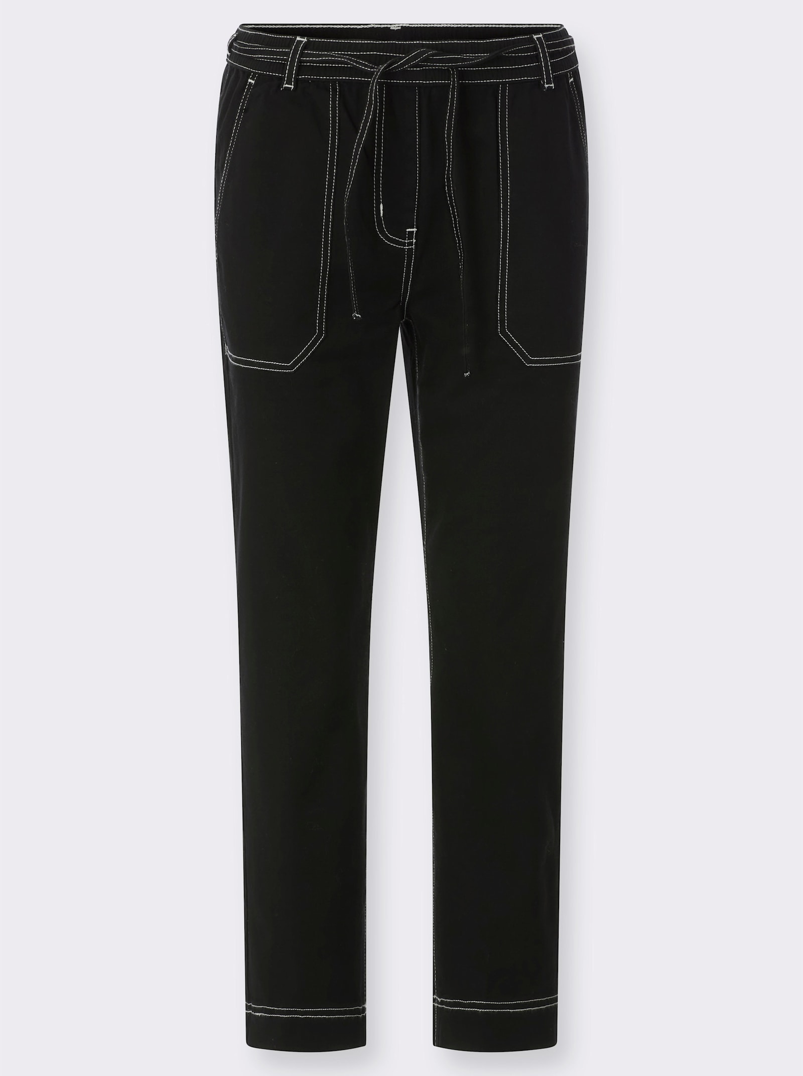 7/8-Jeans Schlupfform, mit Dehnbund - schwarz