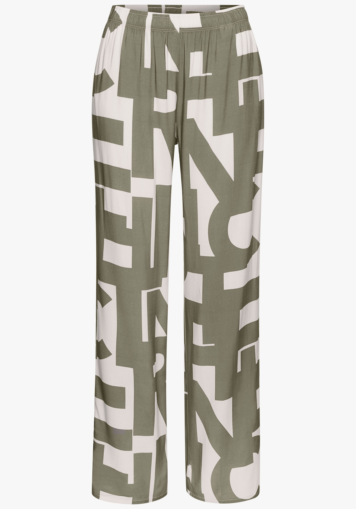 Pyjamahose - grün-weiß-gemustert