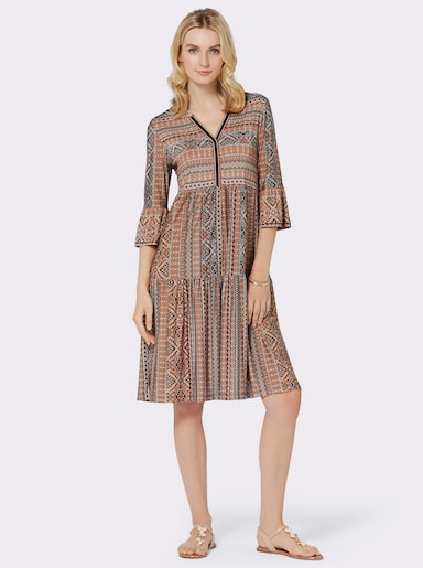 Jerseykleid im Tunika-Stil, bedruckt - terra-ecru-bedruckt
