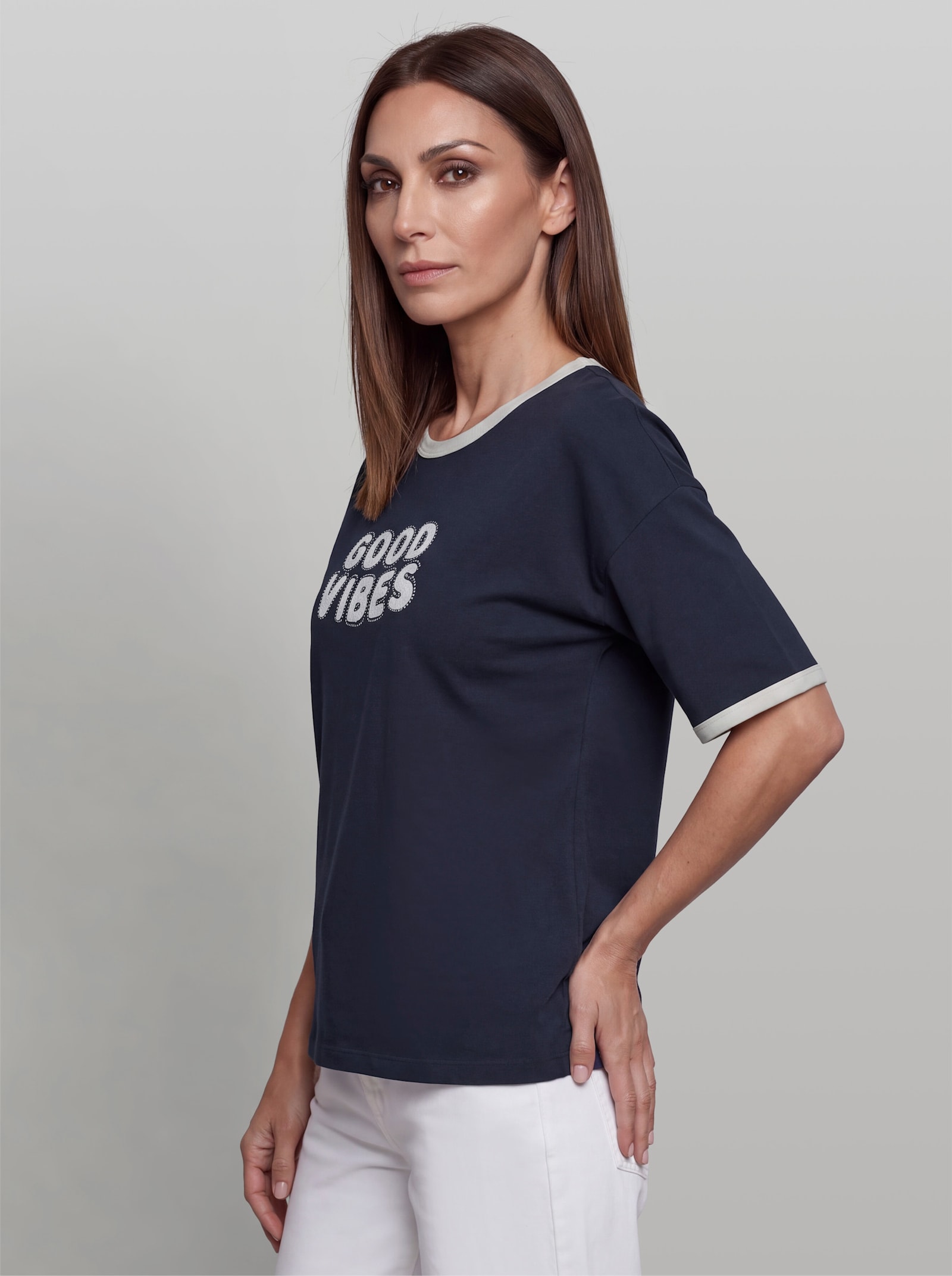 heine Kurzarmshirt mit Applikation - marine