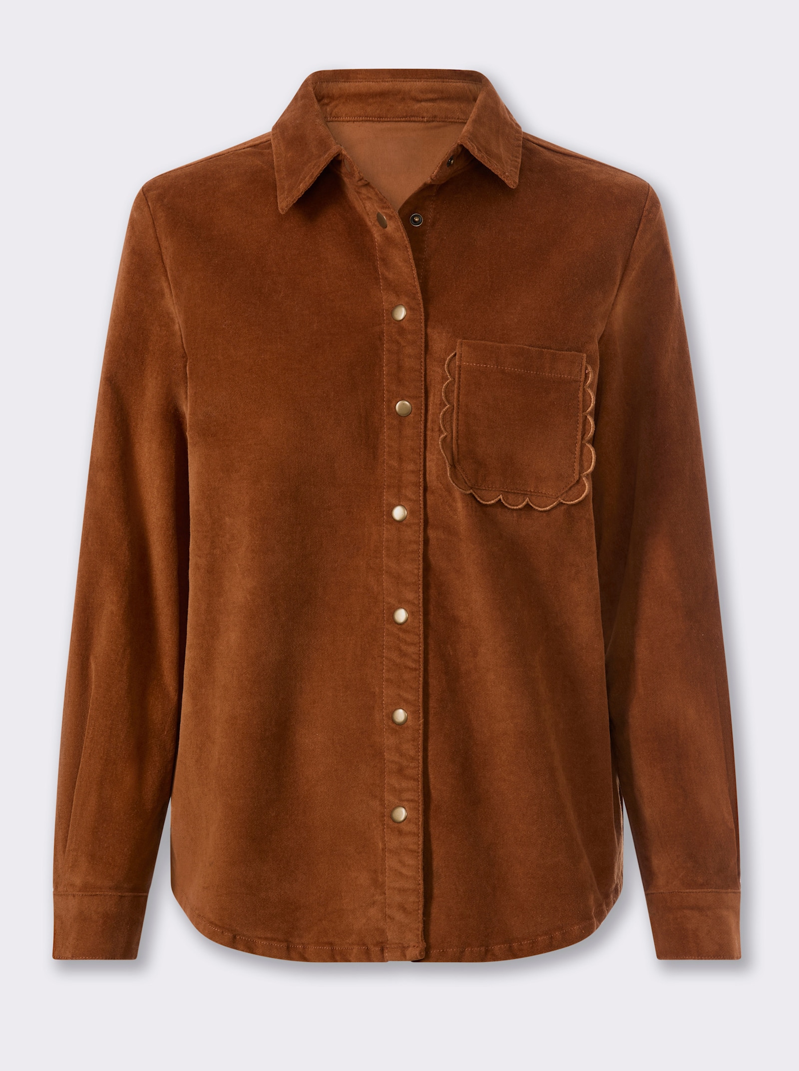 heine Langarmbluse aus Samt - cognac