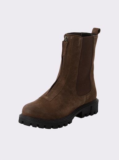 sheego Stiefelette aus Veloursleder - schoko