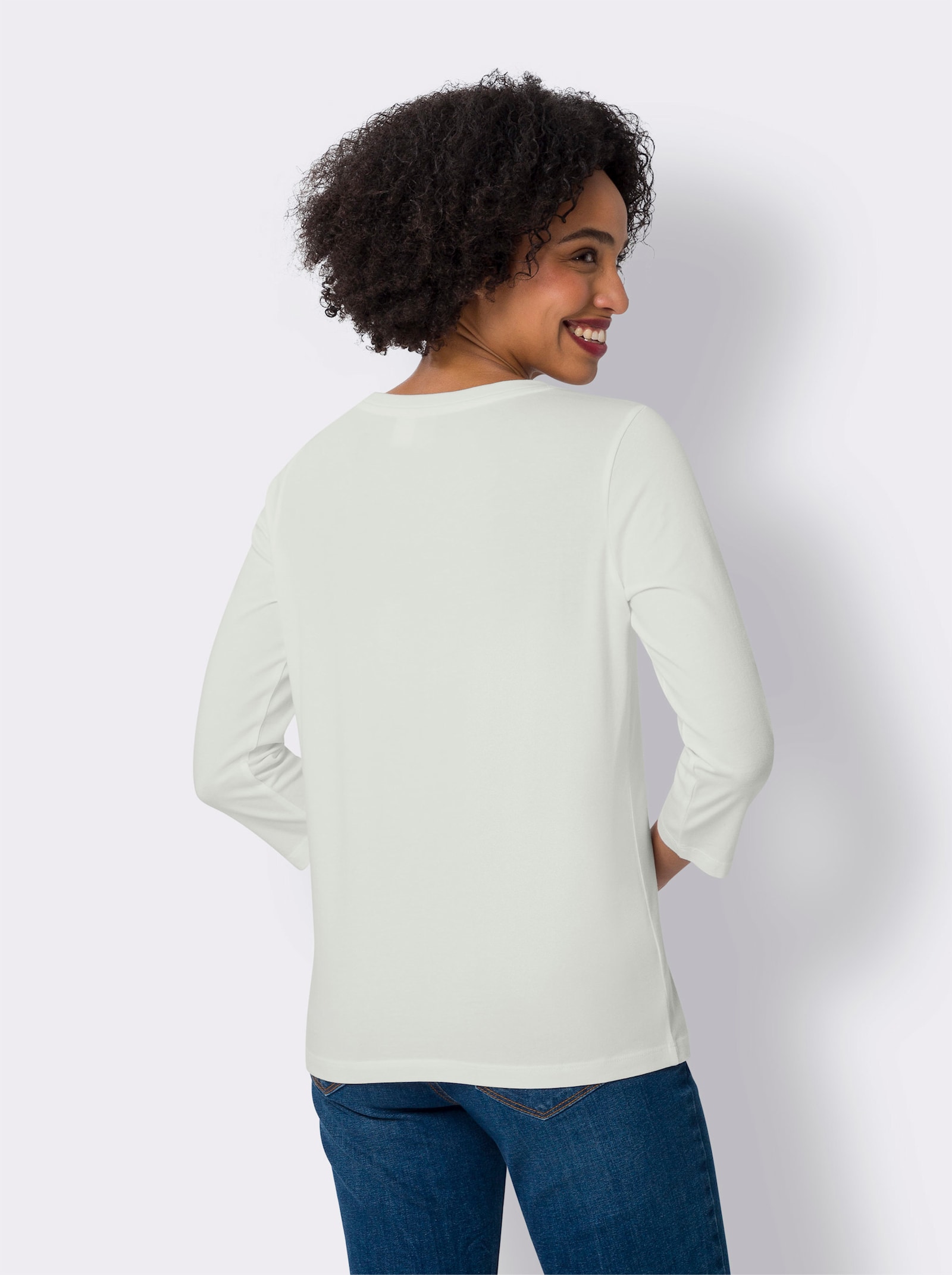 heine 3/4-Arm-Shirt mit Blüten-Applikationen - ecru