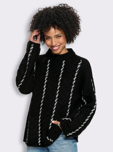 heine Strickpullover mit Zopfmuster - schwarz