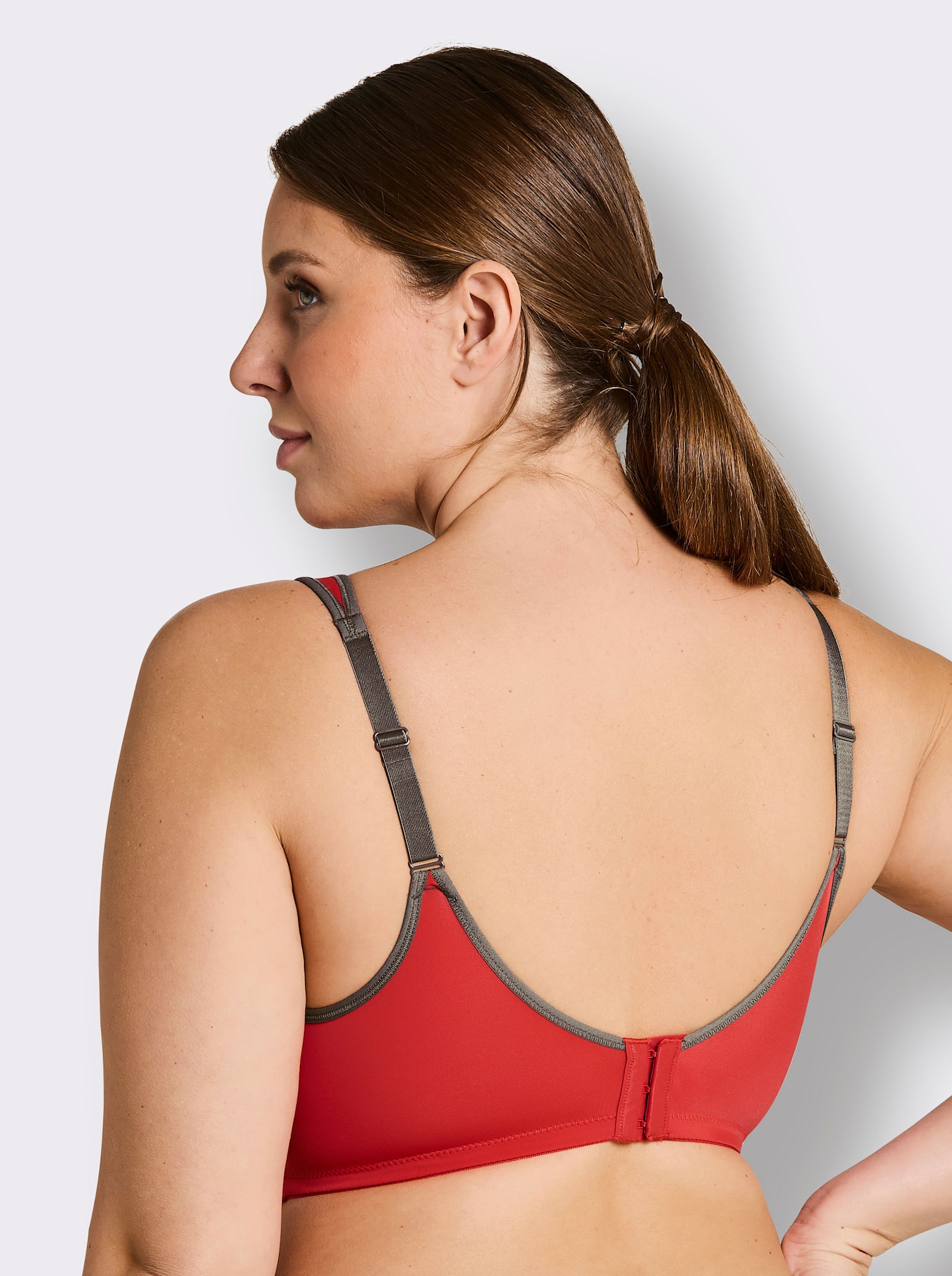 Viania Sport-BH ohne Bügel mit Frotteefutter - korallenrot