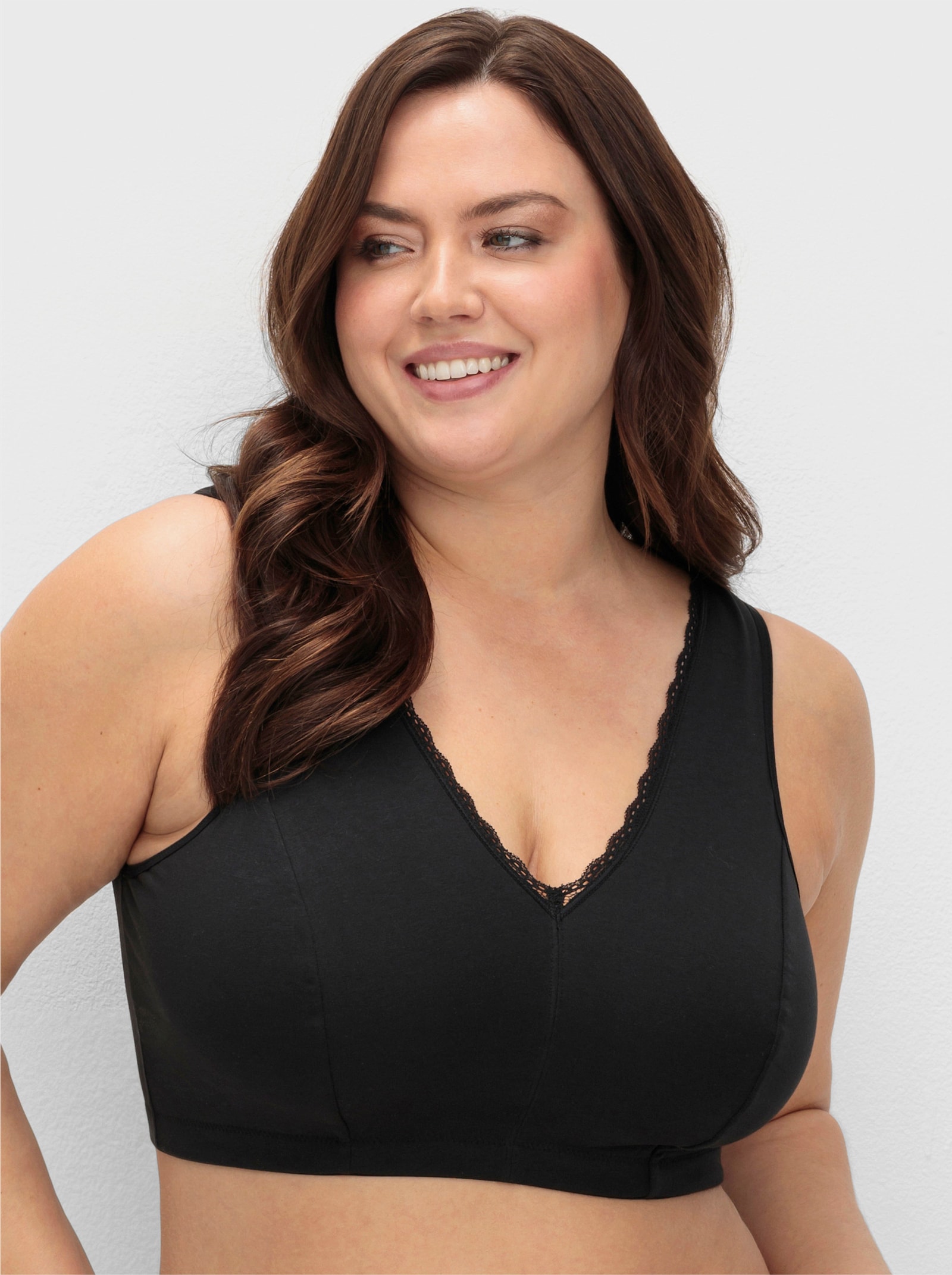 sheego Bügelloser BH in Bustier-Form, im Doppelpack - schwarz + schwarz