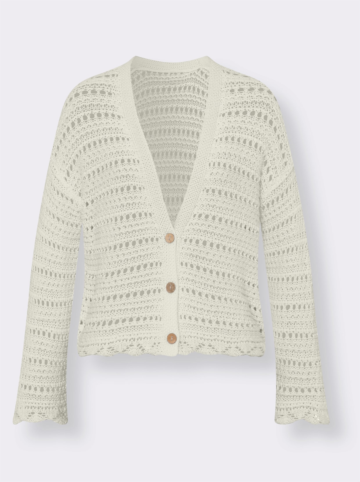 heine Veste en tricot ajouré - écru