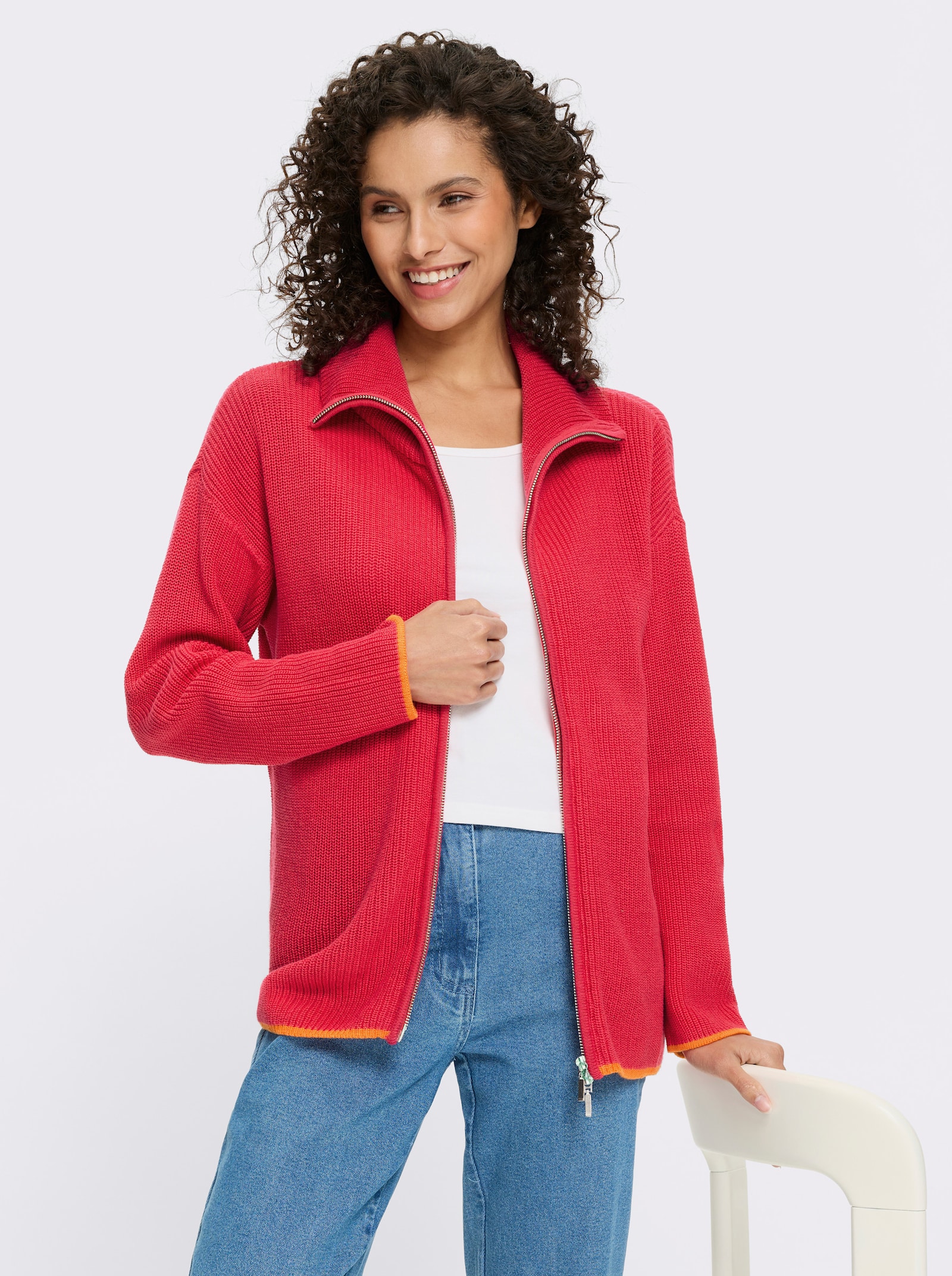 heine Cardigan mit 2-Wege-Zipper - pink