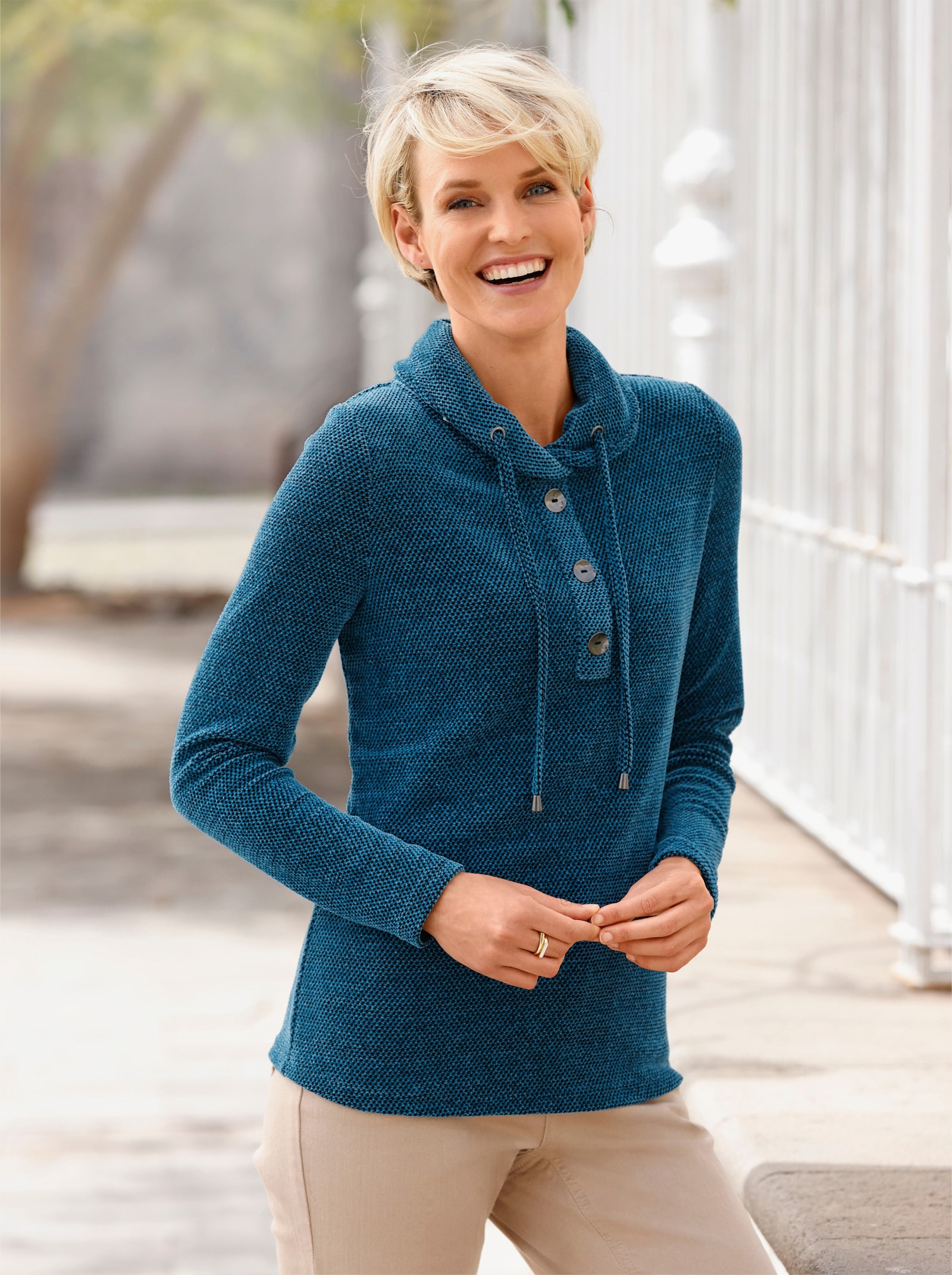 Langarm-Pullover in flauschig weicher Qualität - topas-meliert